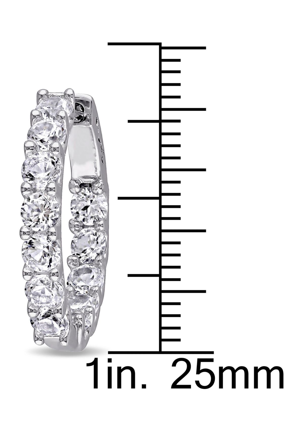 Lab Created 4.1 CT TGW Created White Sapphire Inside Outside Hoop Earrings in Sterling Silver