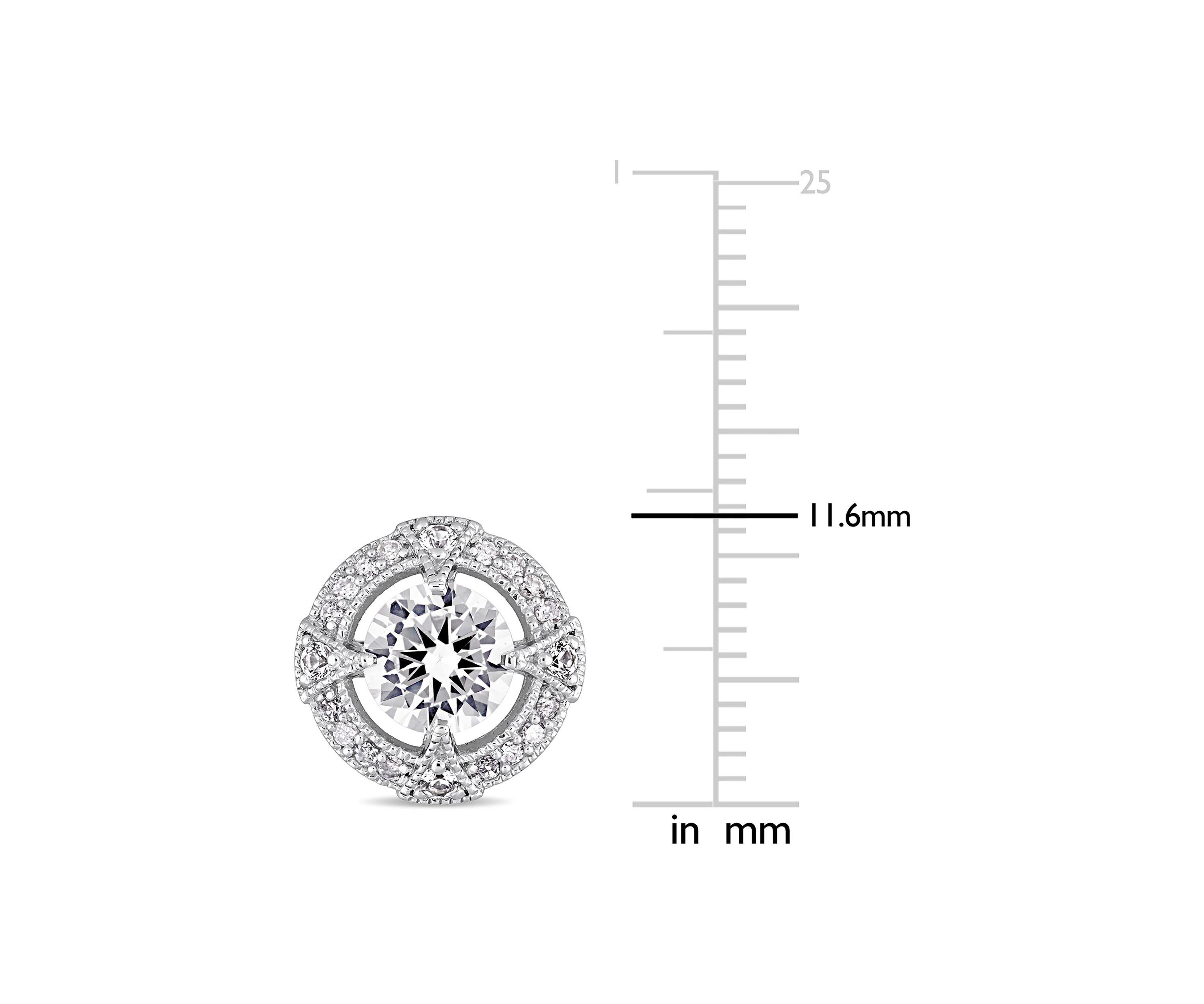 Lab Created 2.2 CT TGW Created White Sapphire and 1/6 CT TW Diamond Halo Stud Earrings in Sterling Silver