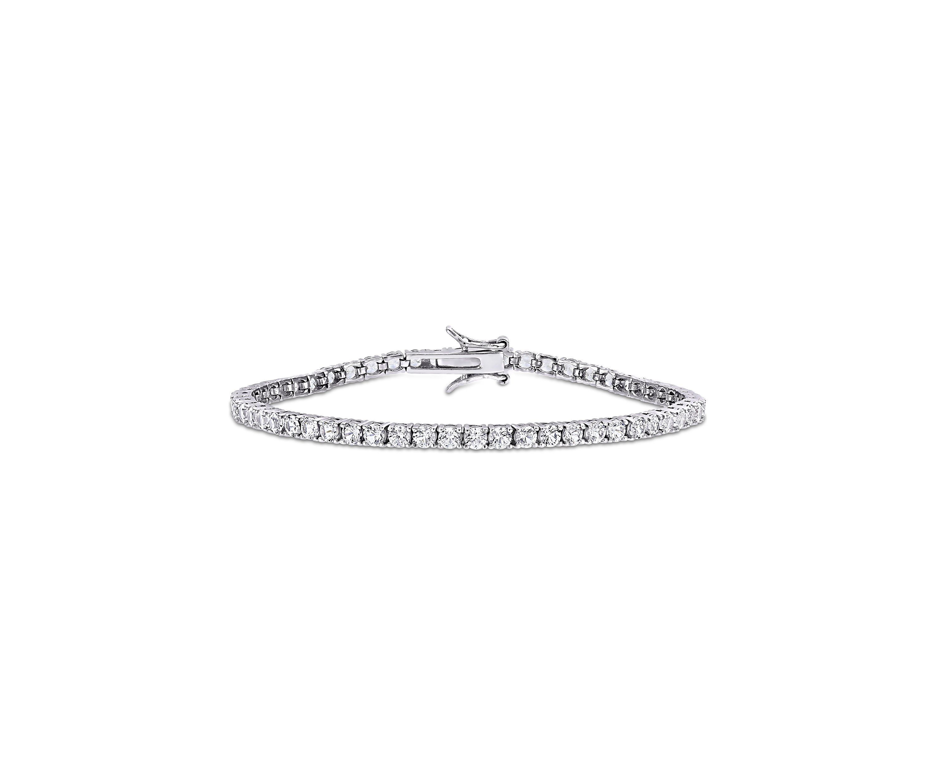 Lab Created 8.25 CT TGW Created White Sapphire Tennis Bracelet in Sterling Silver