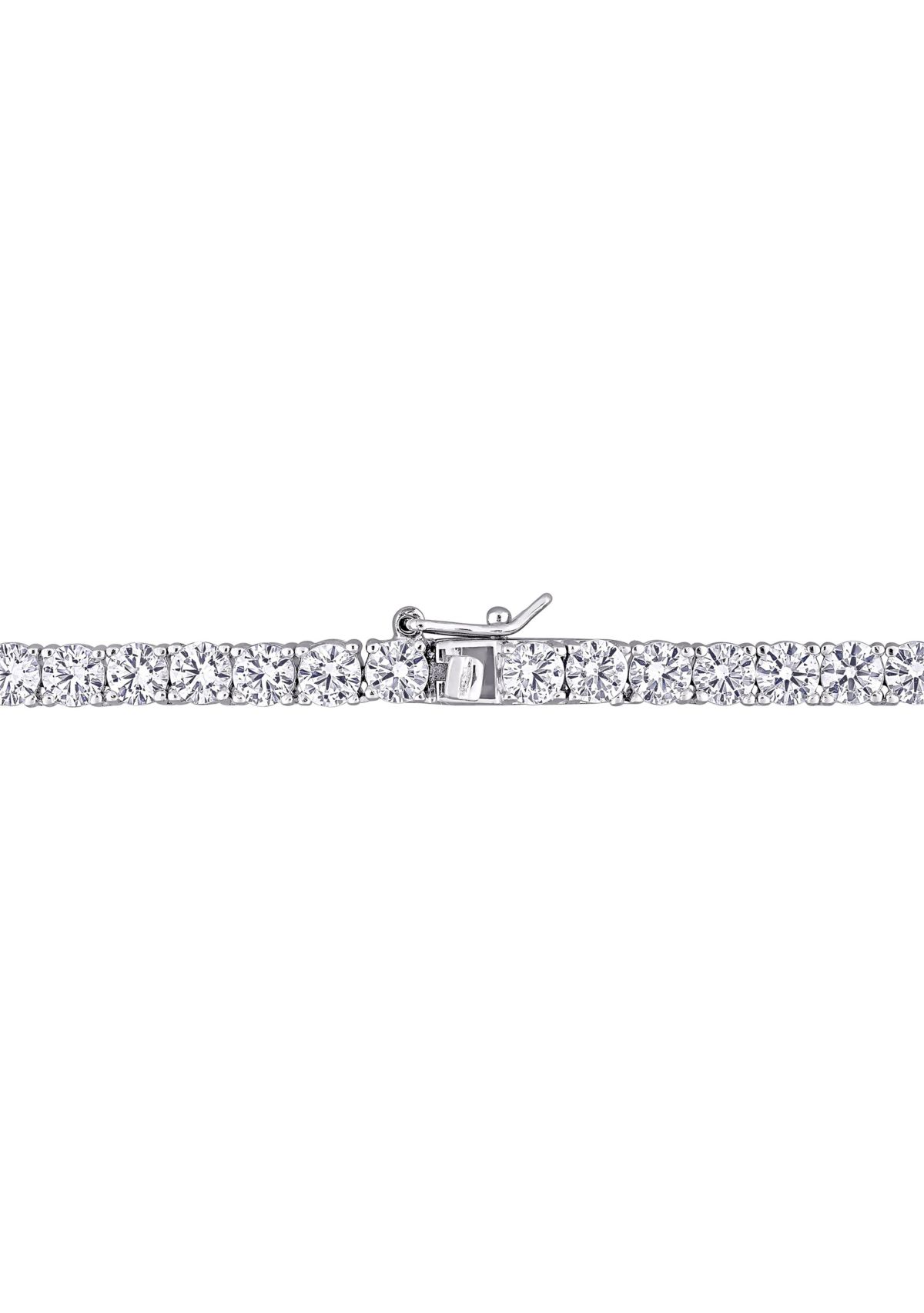 Lab Created 33 CT TGW Created White Sapphire Tennis Necklace in Sterling Silver