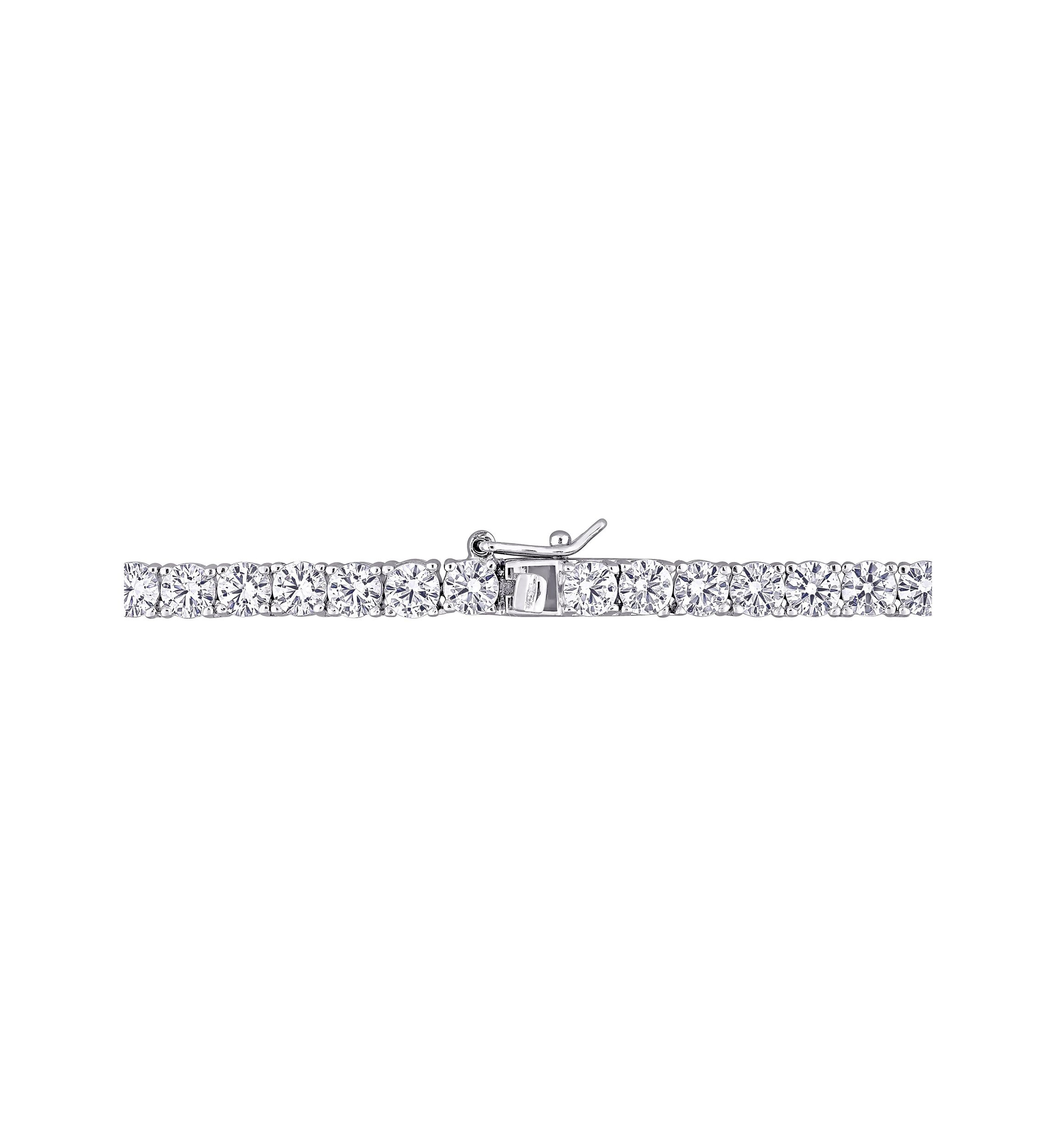 Lab Created 33 CT TGW Created White Sapphire Tennis Necklace in Sterling Silver