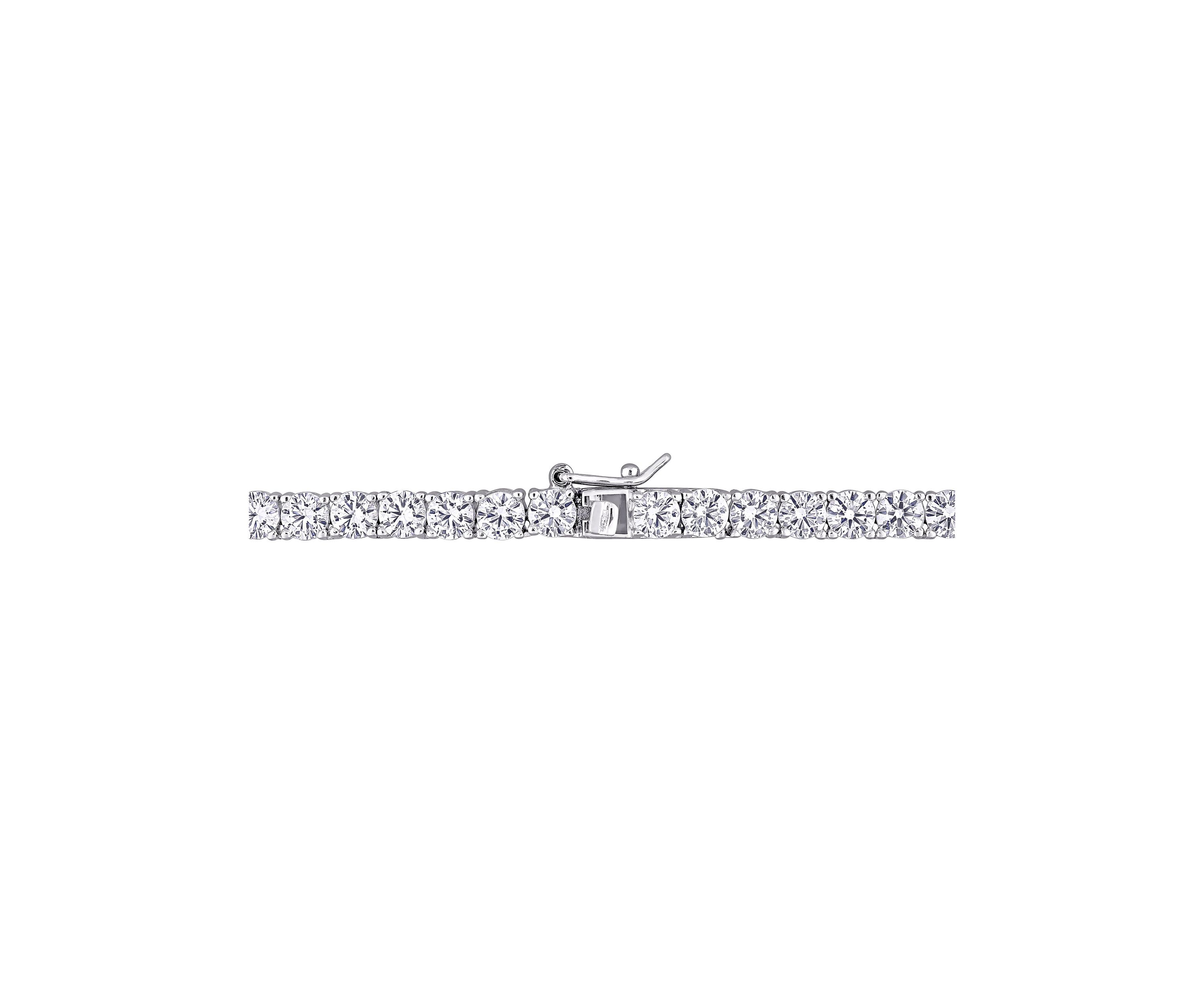 Lab Created 33 CT TGW Created White Sapphire Tennis Necklace in Sterling Silver