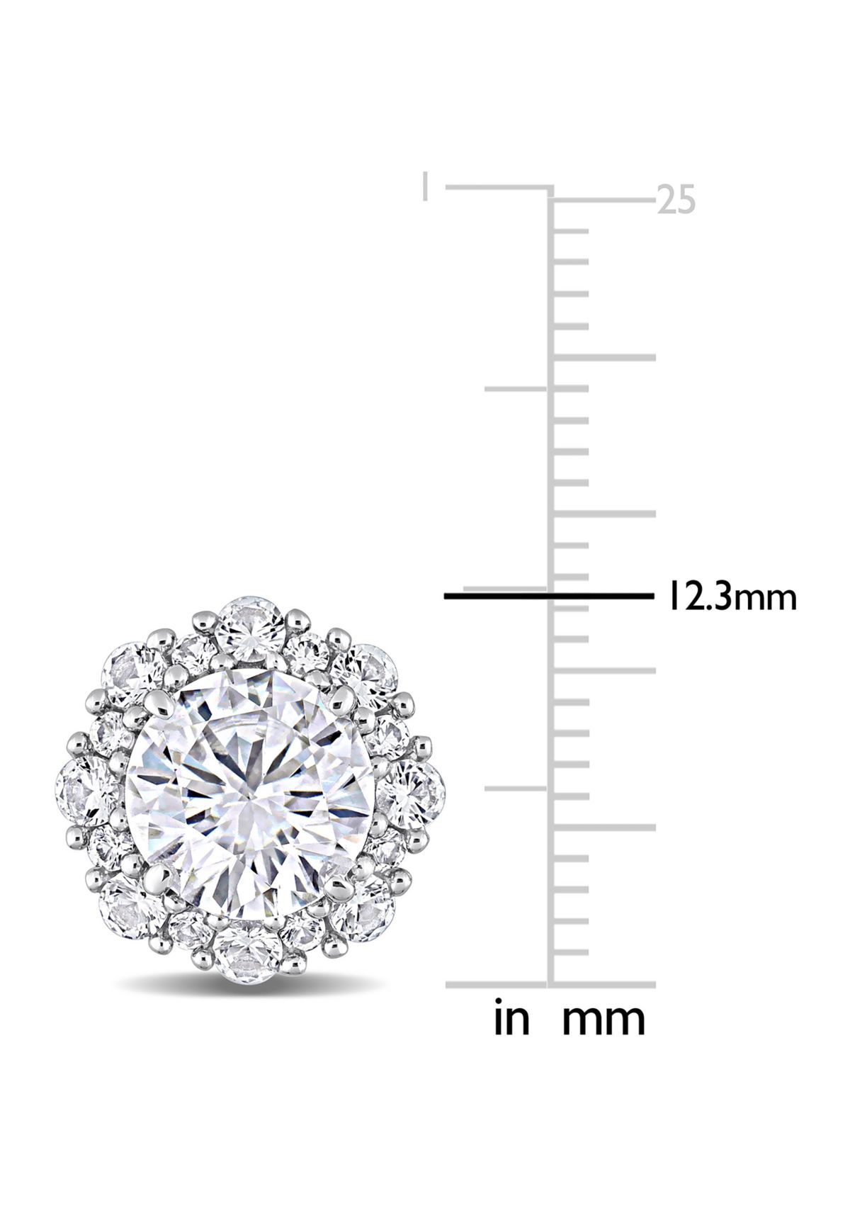 Lab Created 6.1 CT TGW Created White Sapphire Floral Halo Earrings in 10k White Gold