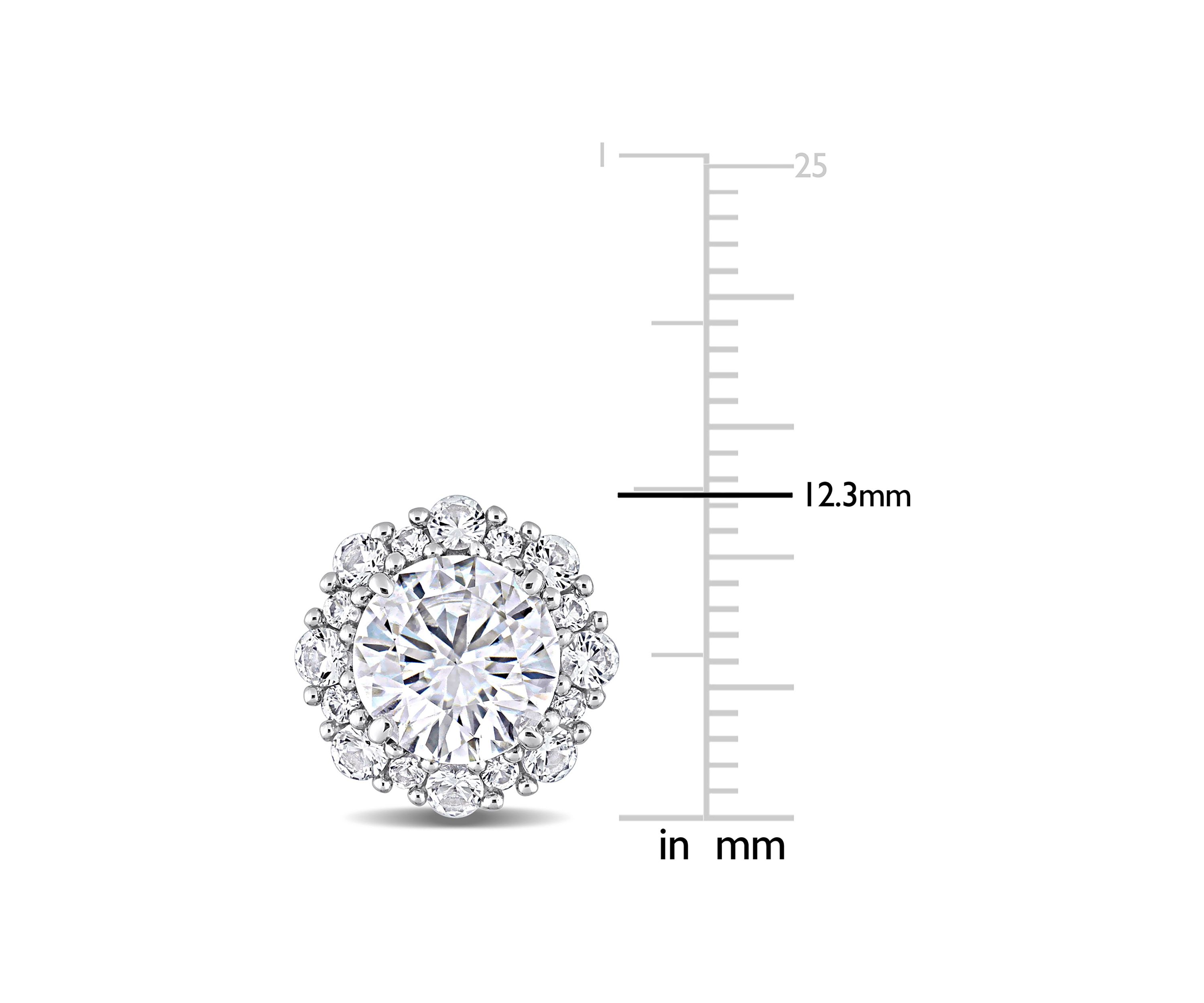 Lab Created 6.1 CT TGW Created White Sapphire Floral Halo Earrings in 10k White Gold