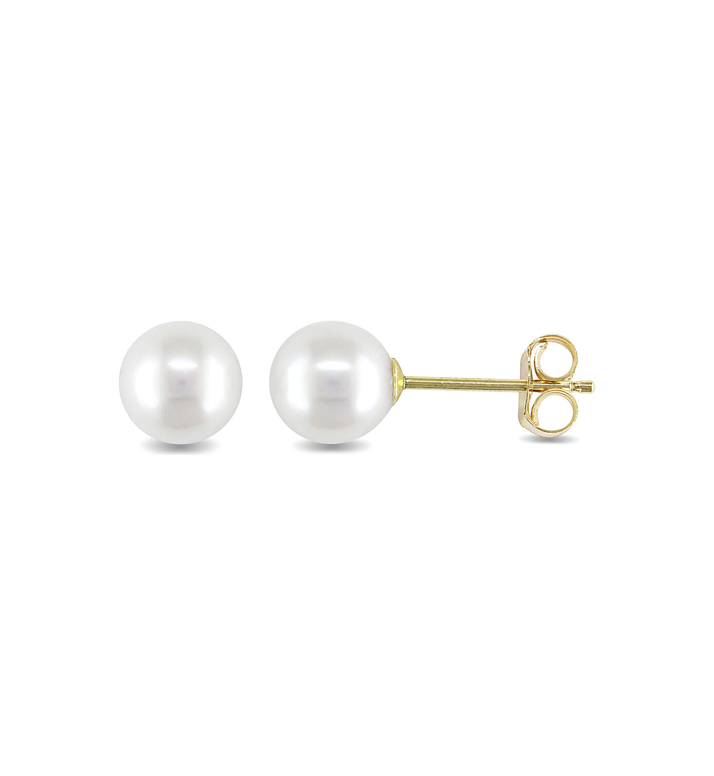 6-6.5MM Cultured Freshwater Pearl Stud Earrings in 14k Yellow Gold