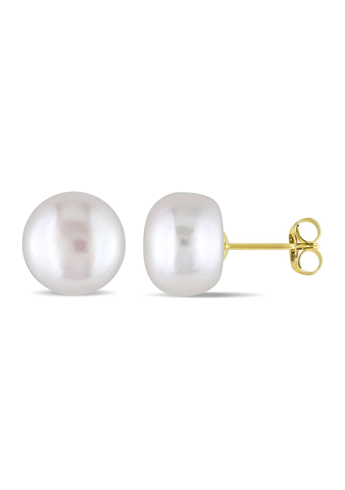 9-10MM Cultured Freshwater Pearl Stud Earrings in 10k Yellow Gold