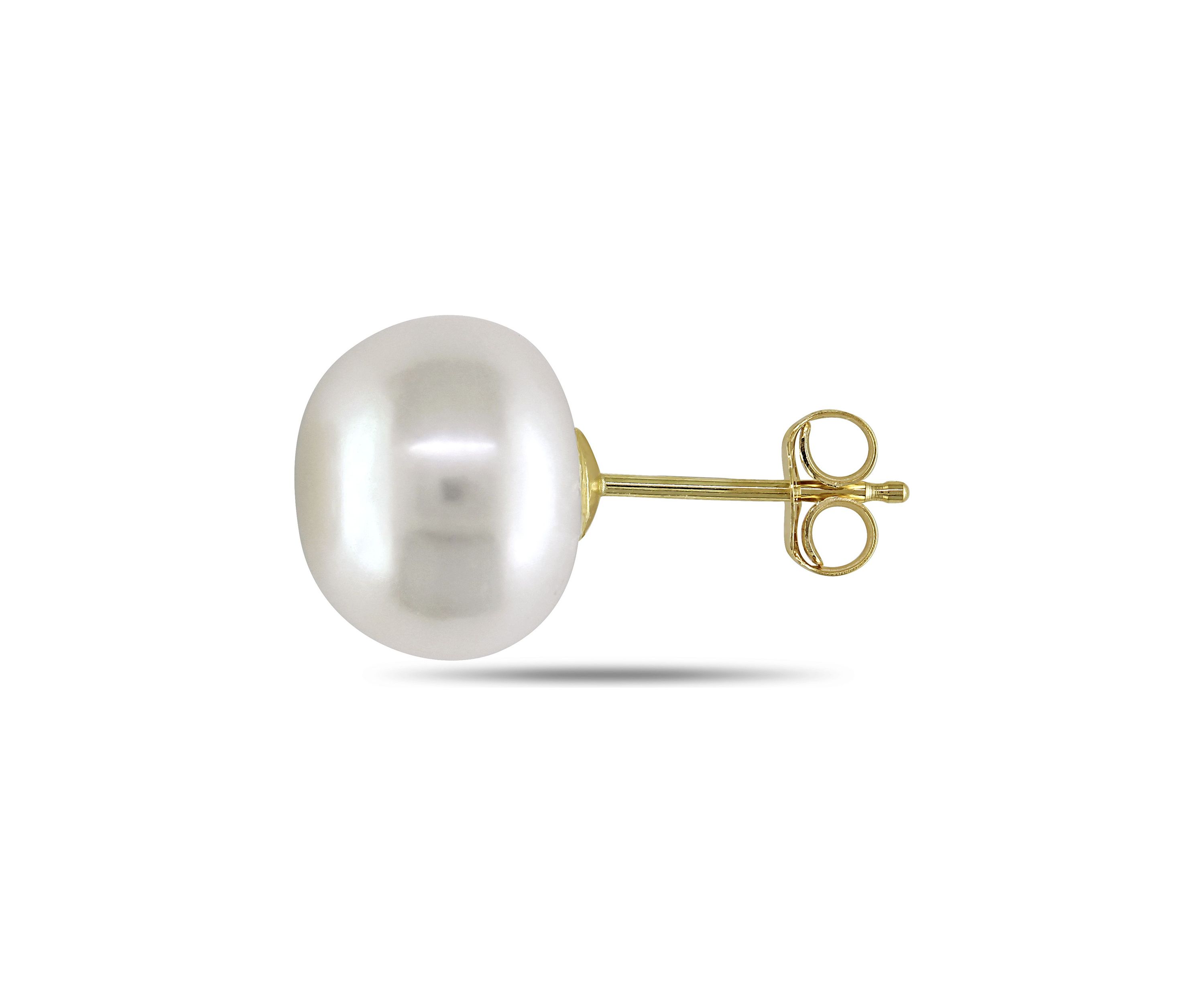 9-10MM Cultured Freshwater Pearl Stud Earrings in 10k Yellow Gold