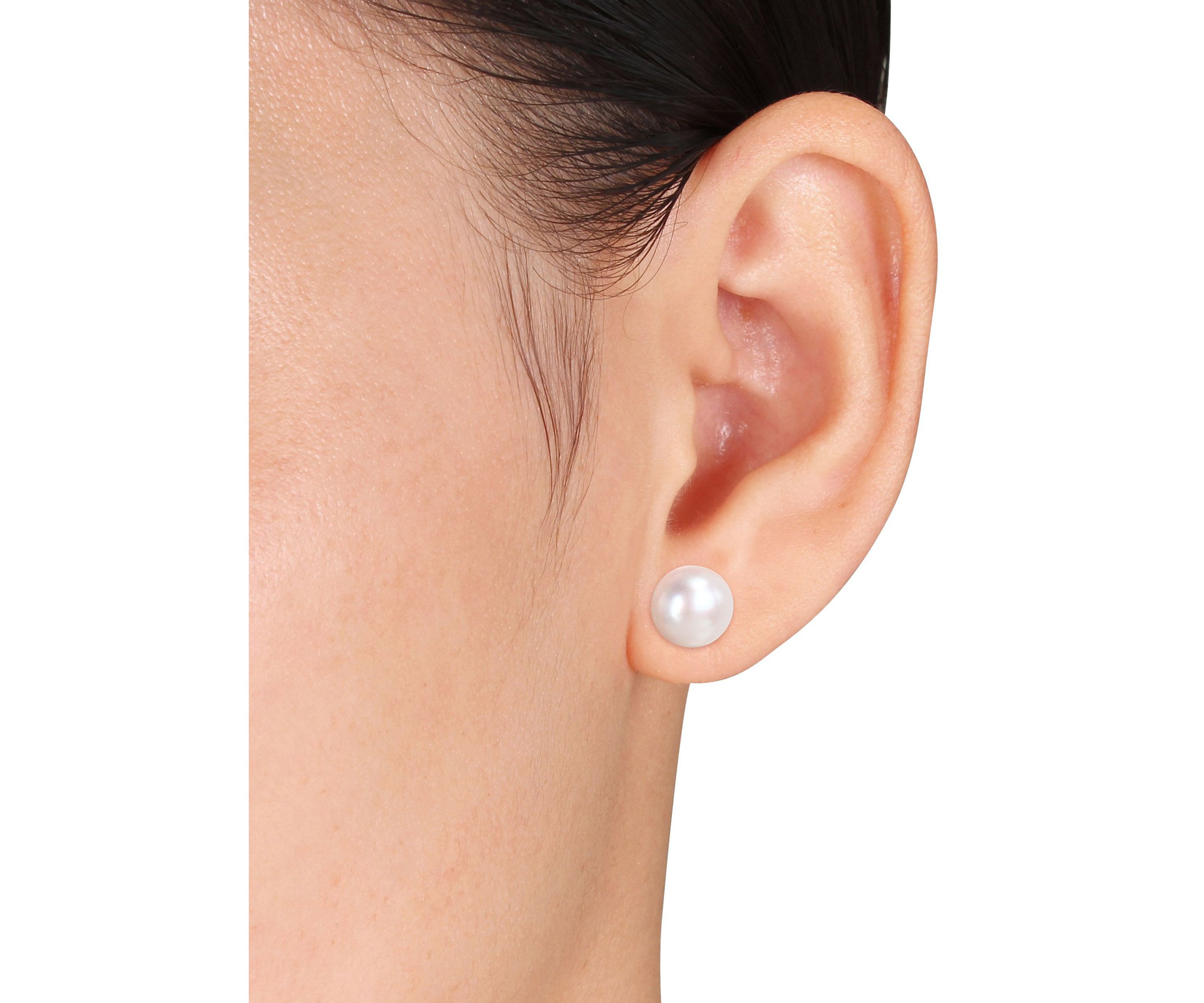 9-10MM Cultured Freshwater Pearl Stud Earrings in 10k Yellow Gold