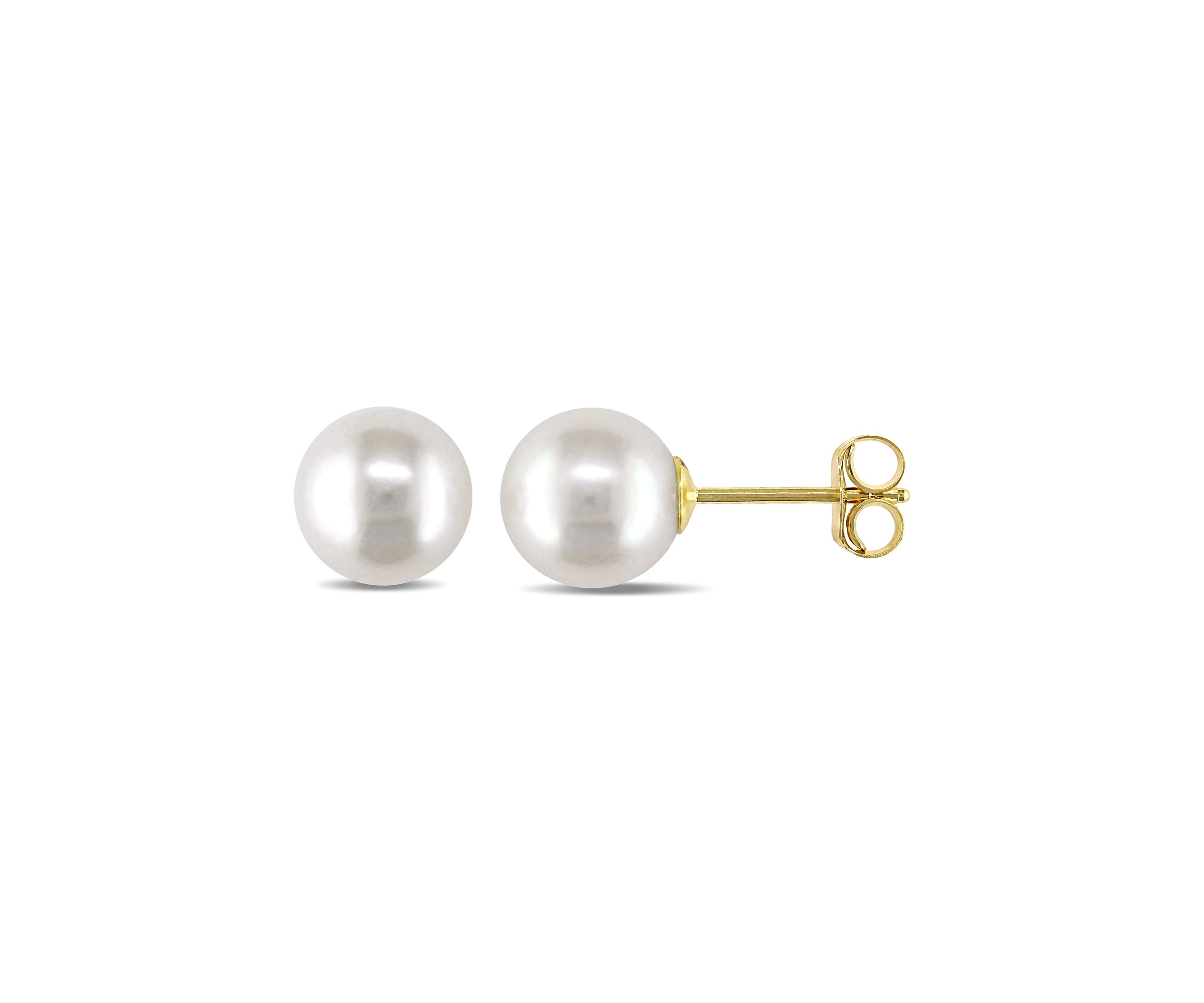 7-7.5MM Cultured Freshwater Pearl Stud Earrings in 14k Yellow Gold