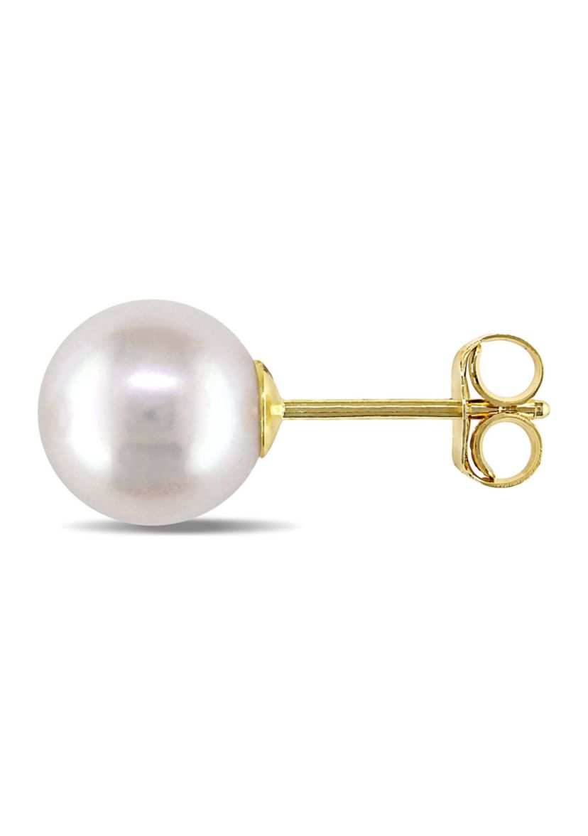 7-7.5MM Cultured Freshwater Pearl Stud Earrings in 14k Yellow Gold