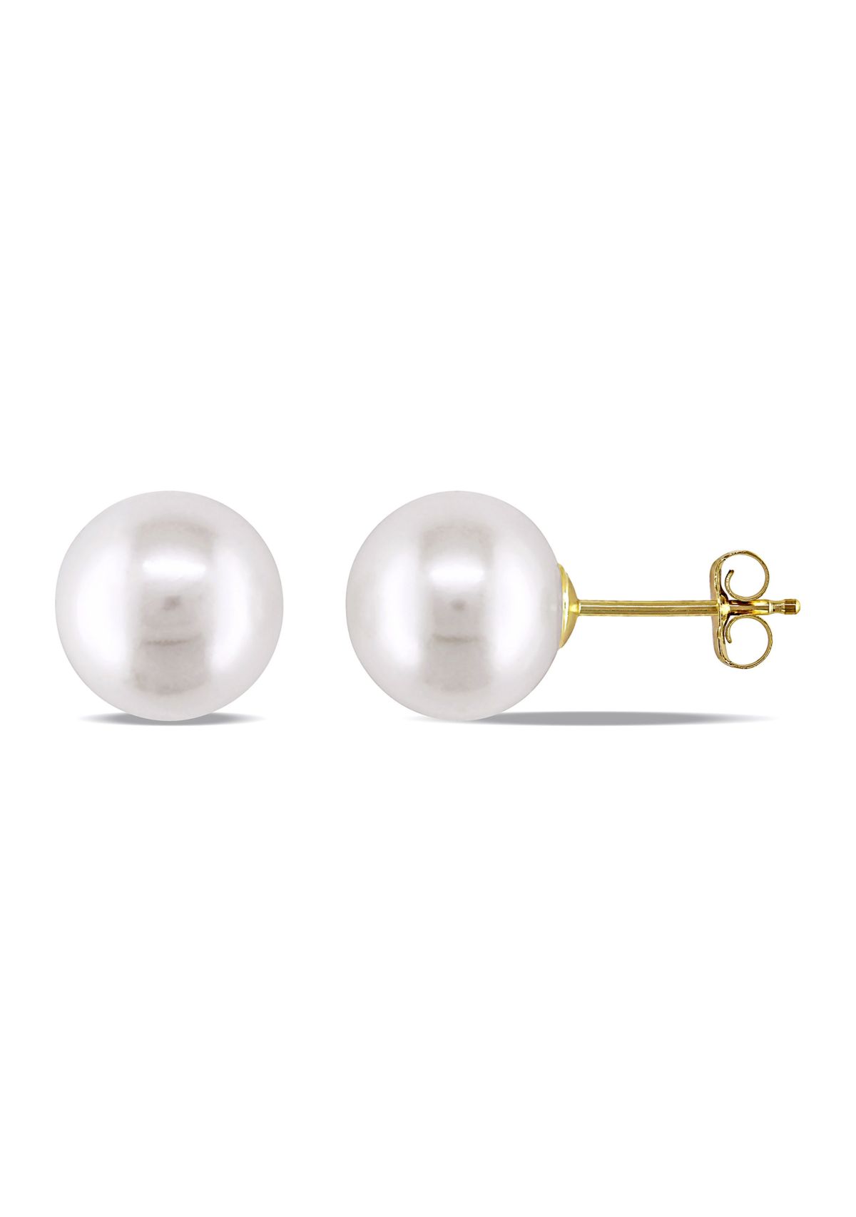 8-8.5MM Cultured Freshwater Pearl Stud Earrings in 14k Yellow Gold