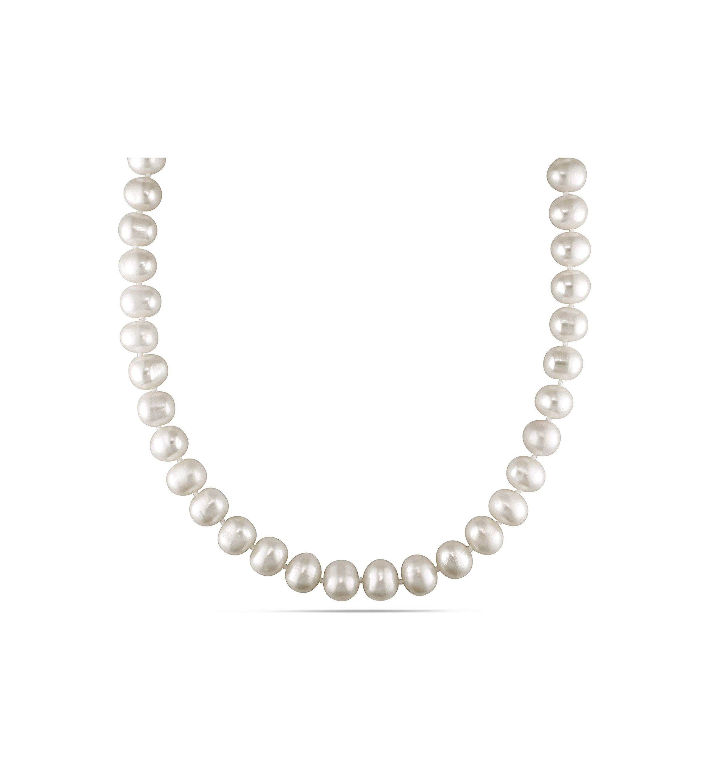 10-11MM Freshwater Baroque Cultured Pearl 18" Strand Necklace with 14k White Gold Clasp
