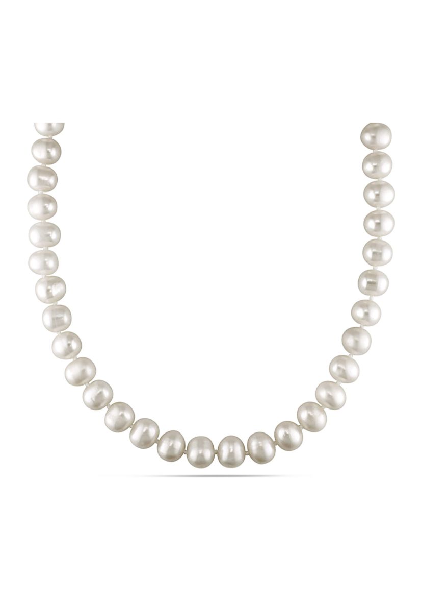 10-11MM Freshwater Baroque Cultured Pearl 18" Strand Necklace with 14k White Gold Clasp