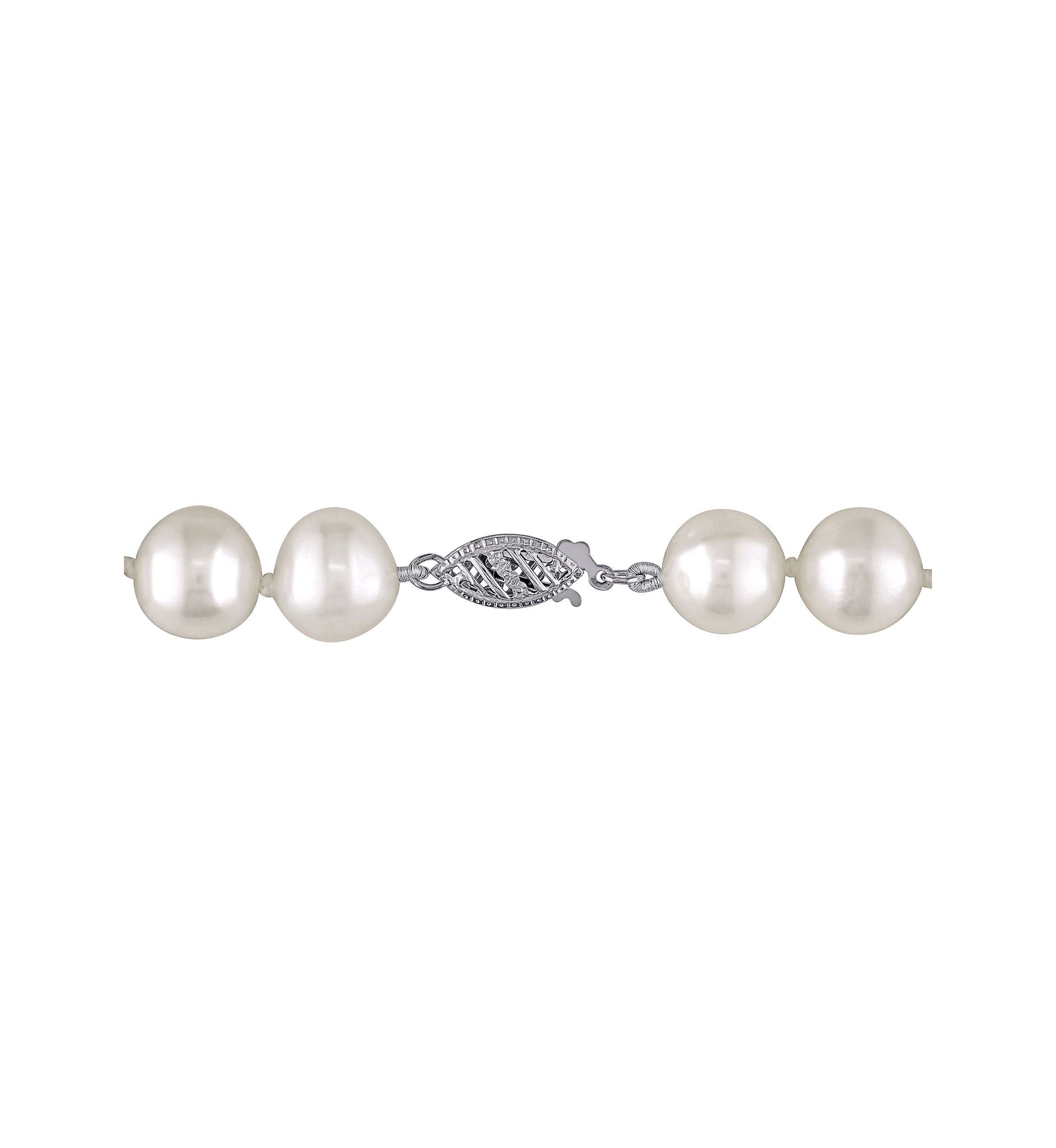 10-11MM Freshwater Baroque Cultured Pearl 18" Strand Necklace with 14k White Gold Clasp