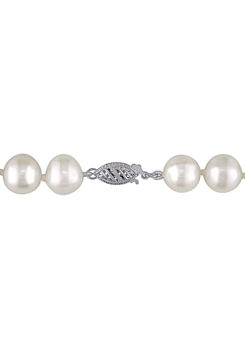 10-11MM Freshwater Baroque Cultured Pearl 18" Strand Necklace with 14k White Gold Clasp