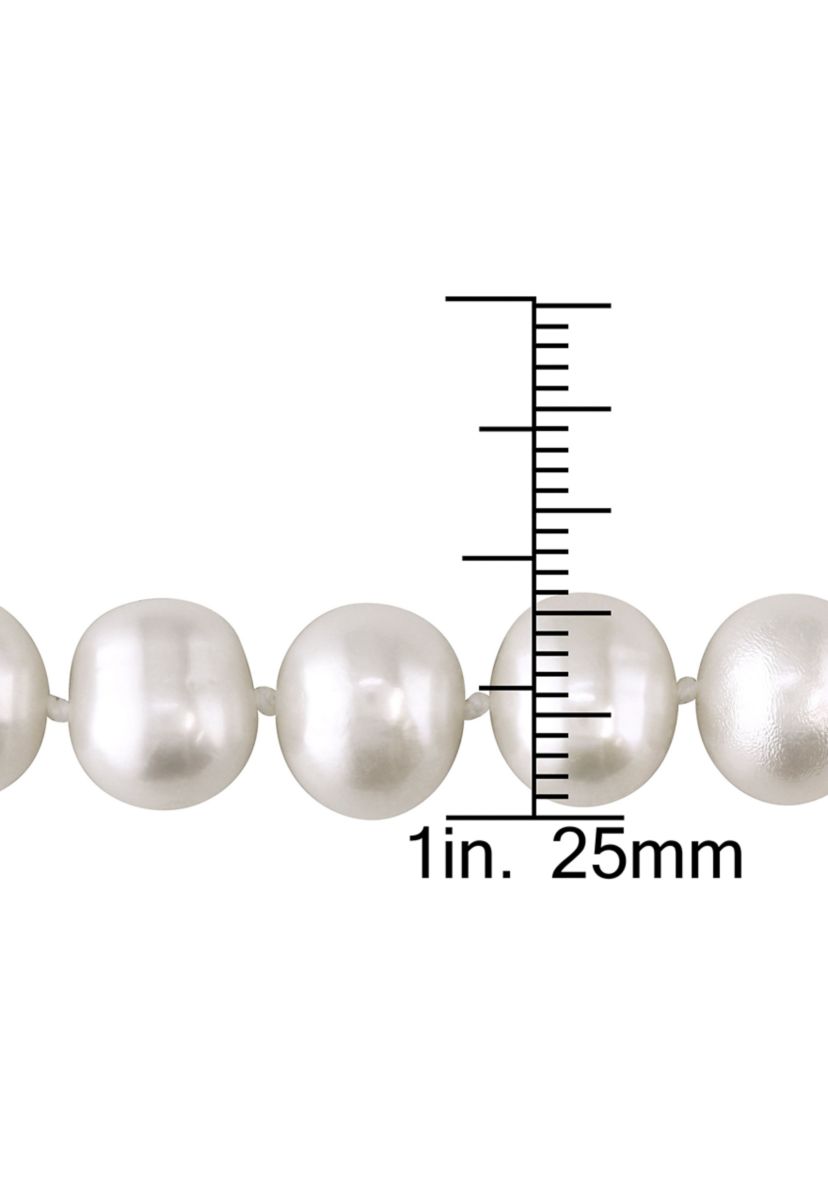 10-11MM Freshwater Baroque Cultured Pearl 18" Strand Necklace with 14k White Gold Clasp