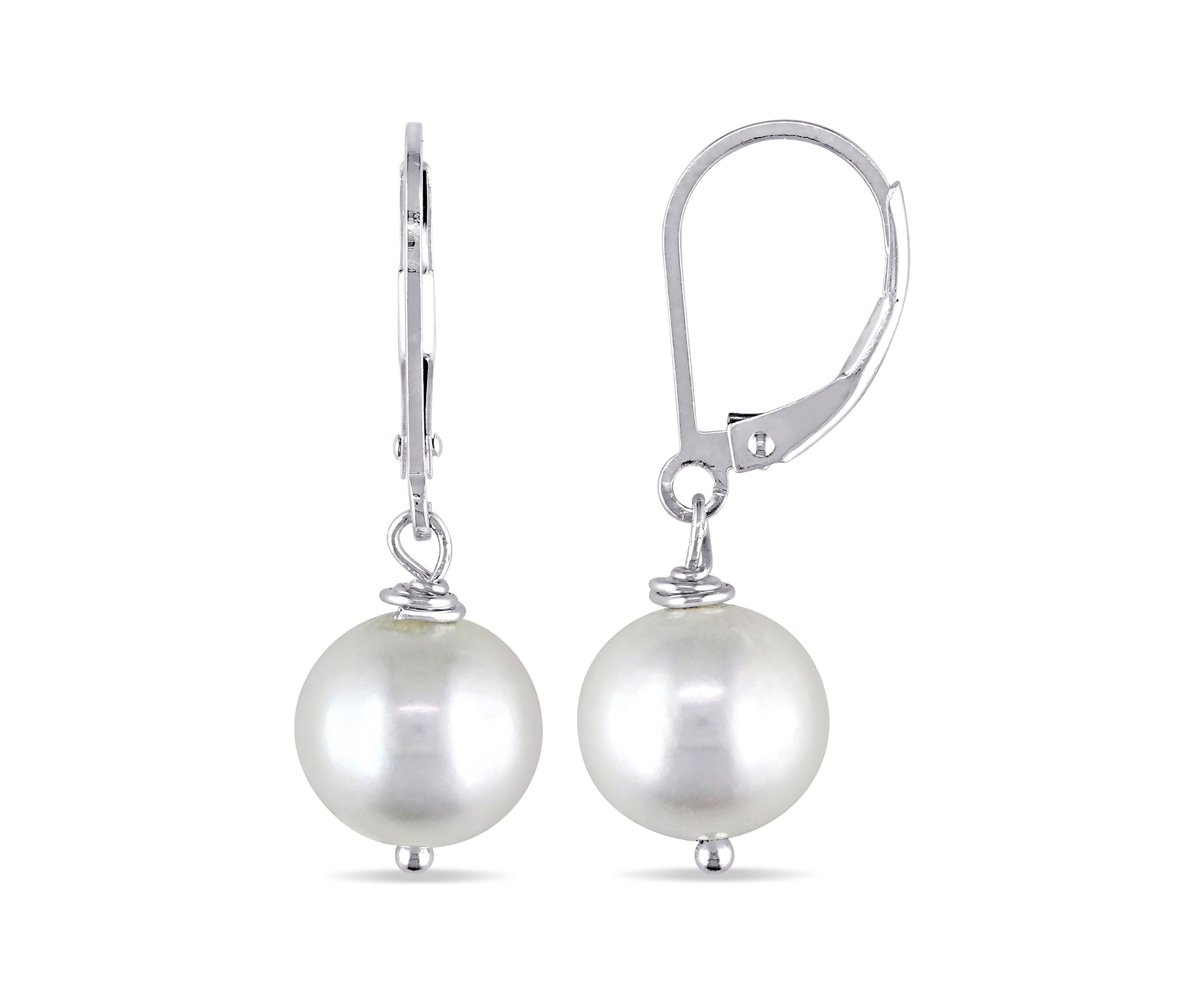 10-11MM Cultured Freshwater Pearl Drop Earrings in Sterling Silver