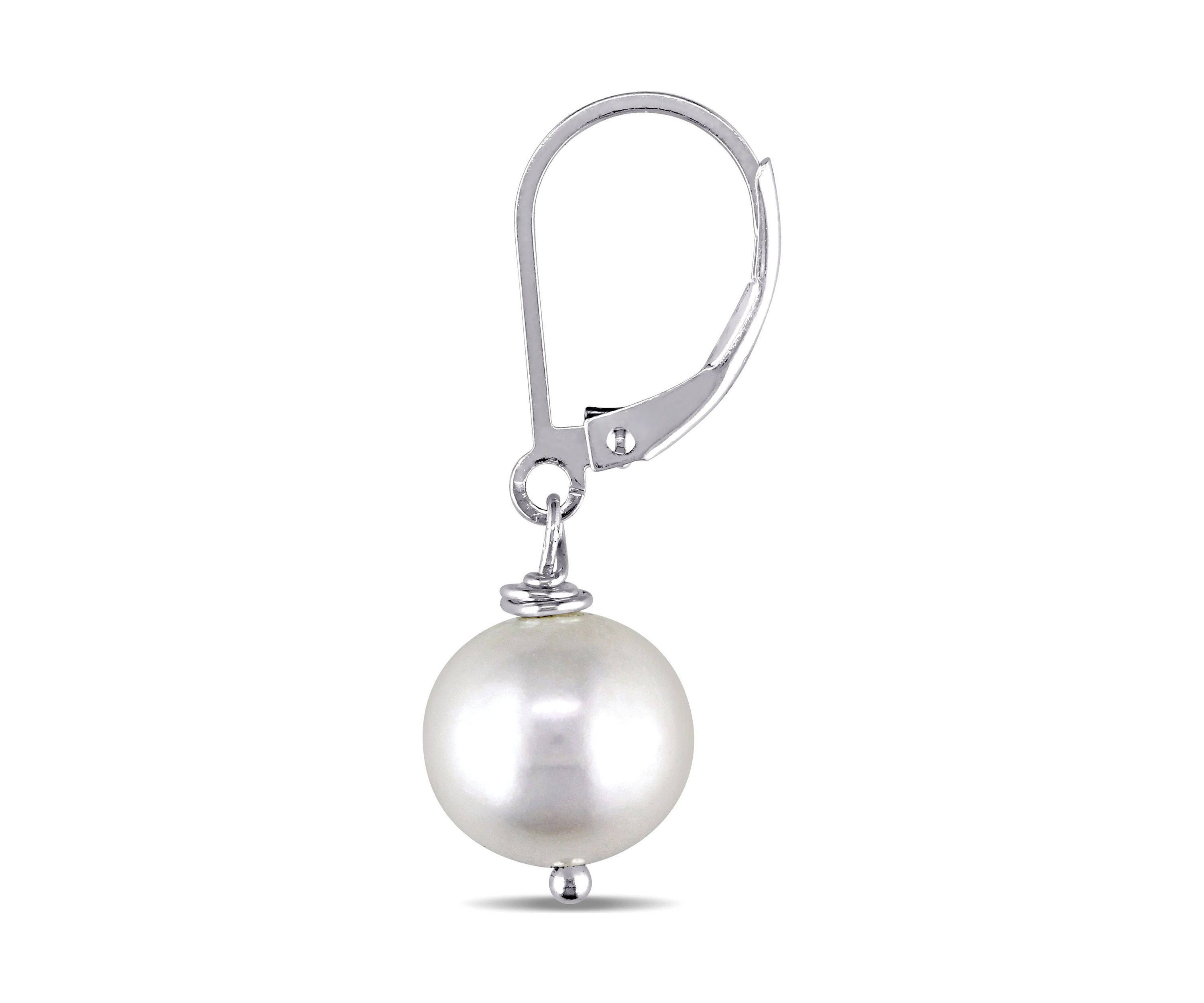 10-11MM Cultured Freshwater Pearl Drop Earrings in Sterling Silver
