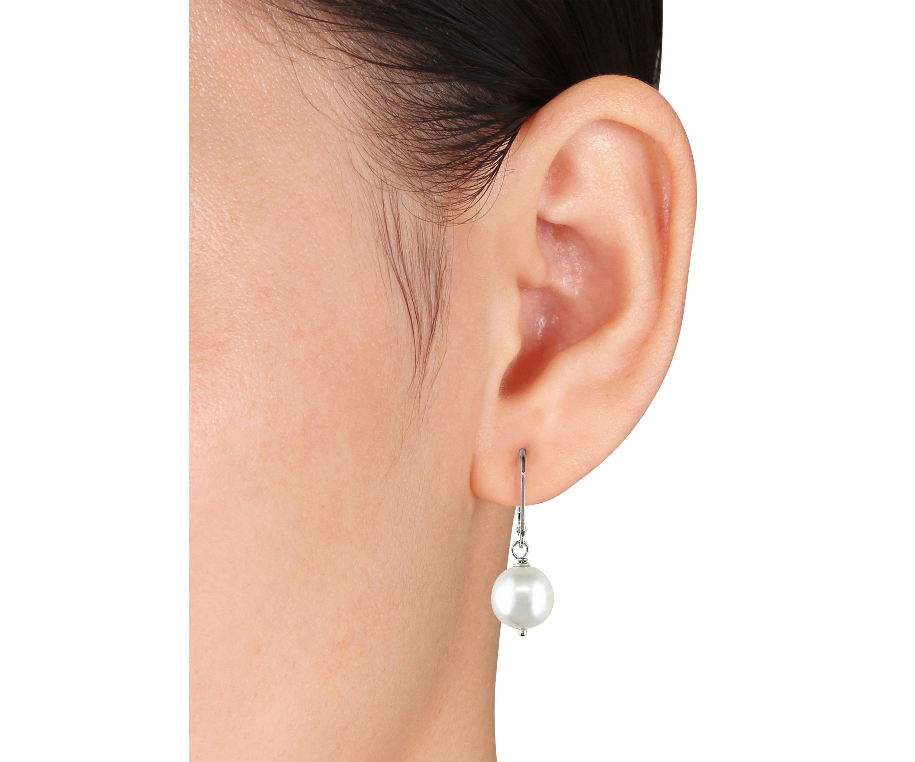 10-11MM Cultured Freshwater Pearl Drop Earrings in Sterling Silver