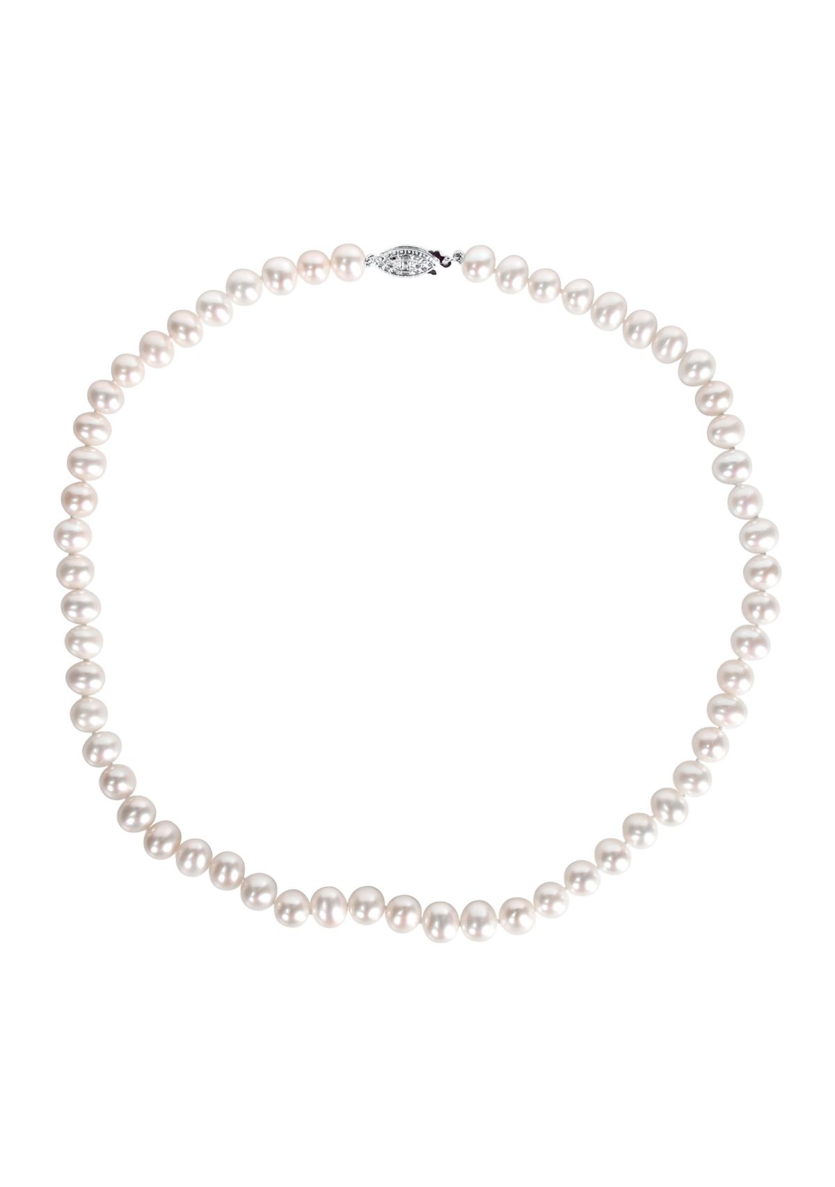 6.5-7MM Cultured Freshwater Pearl 16" Strand Necklace with Sterling Silver Clasp