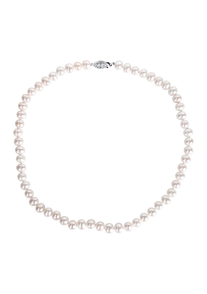 6.5-7MM Cultured Freshwater Pearl 16" Strand Necklace with Sterling Silver Clasp