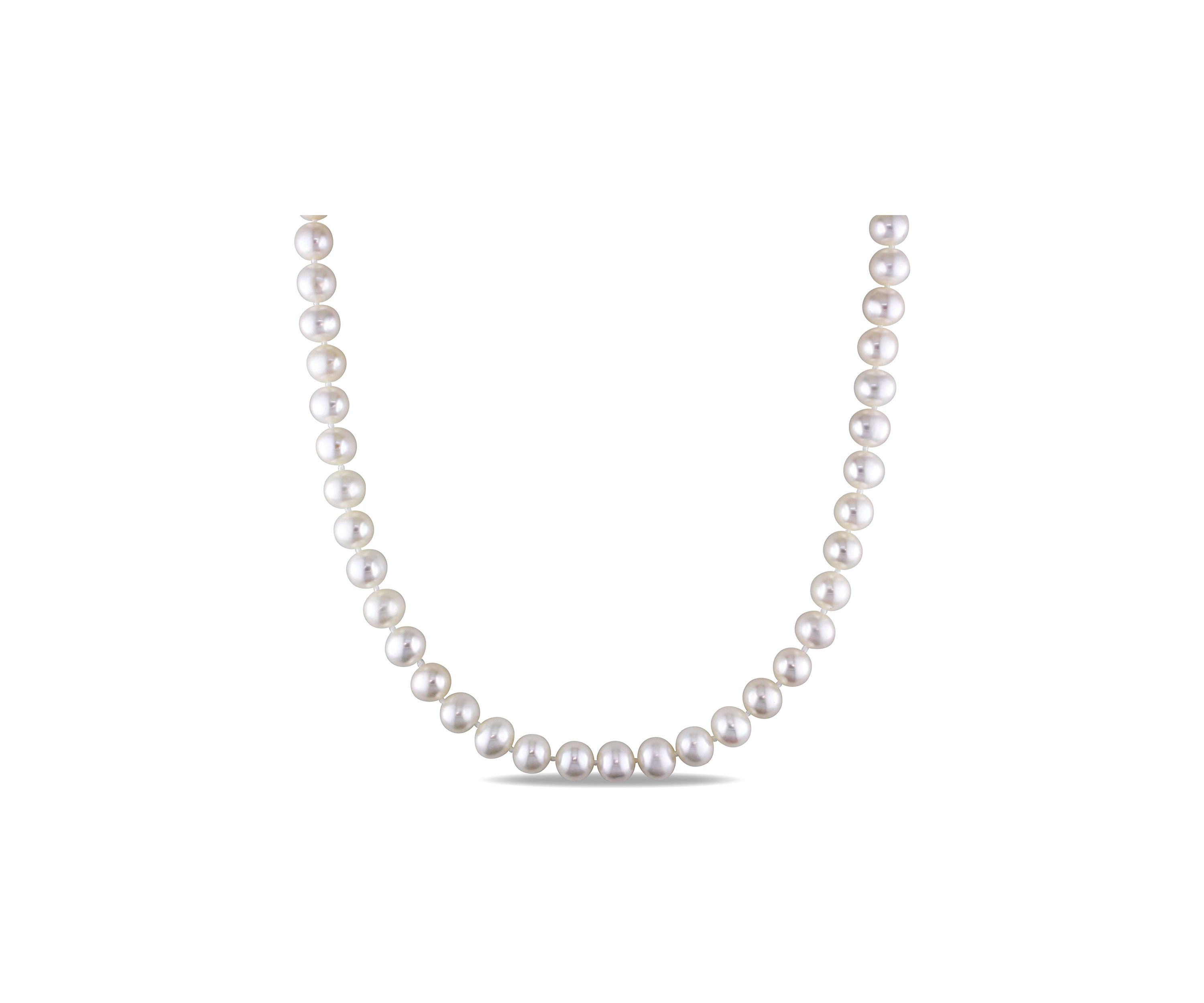 7-7.5MM Cultured Freshwater Pearl 16" Strand Necklace with Sterling Silver Clasp