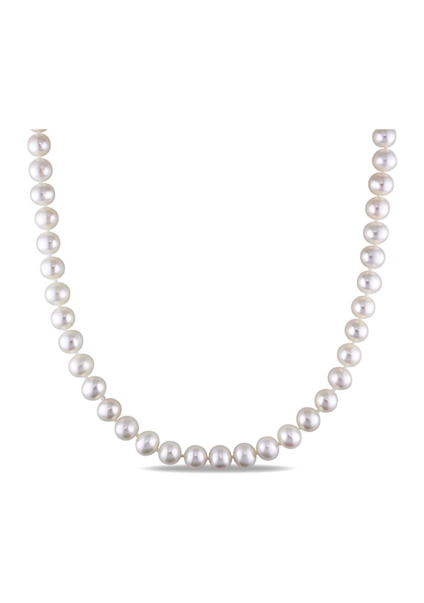 7-7.5MM Cultured Freshwater Pearl 16" Strand Necklace with Sterling Silver Clasp