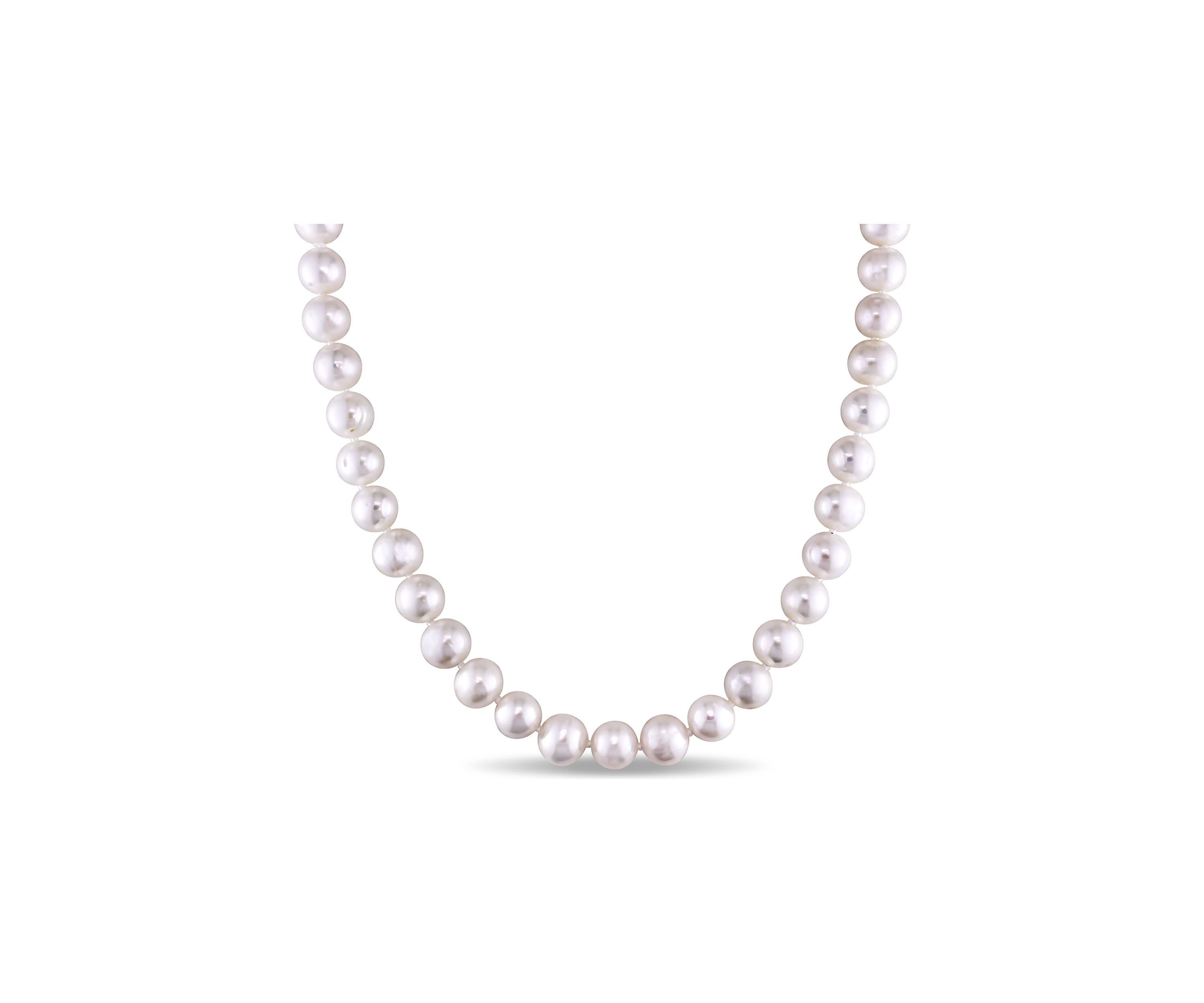 7.5-8MM Cultured Freshwater Pearl 18" Strand Necklace with Sterling Silver Clasp
