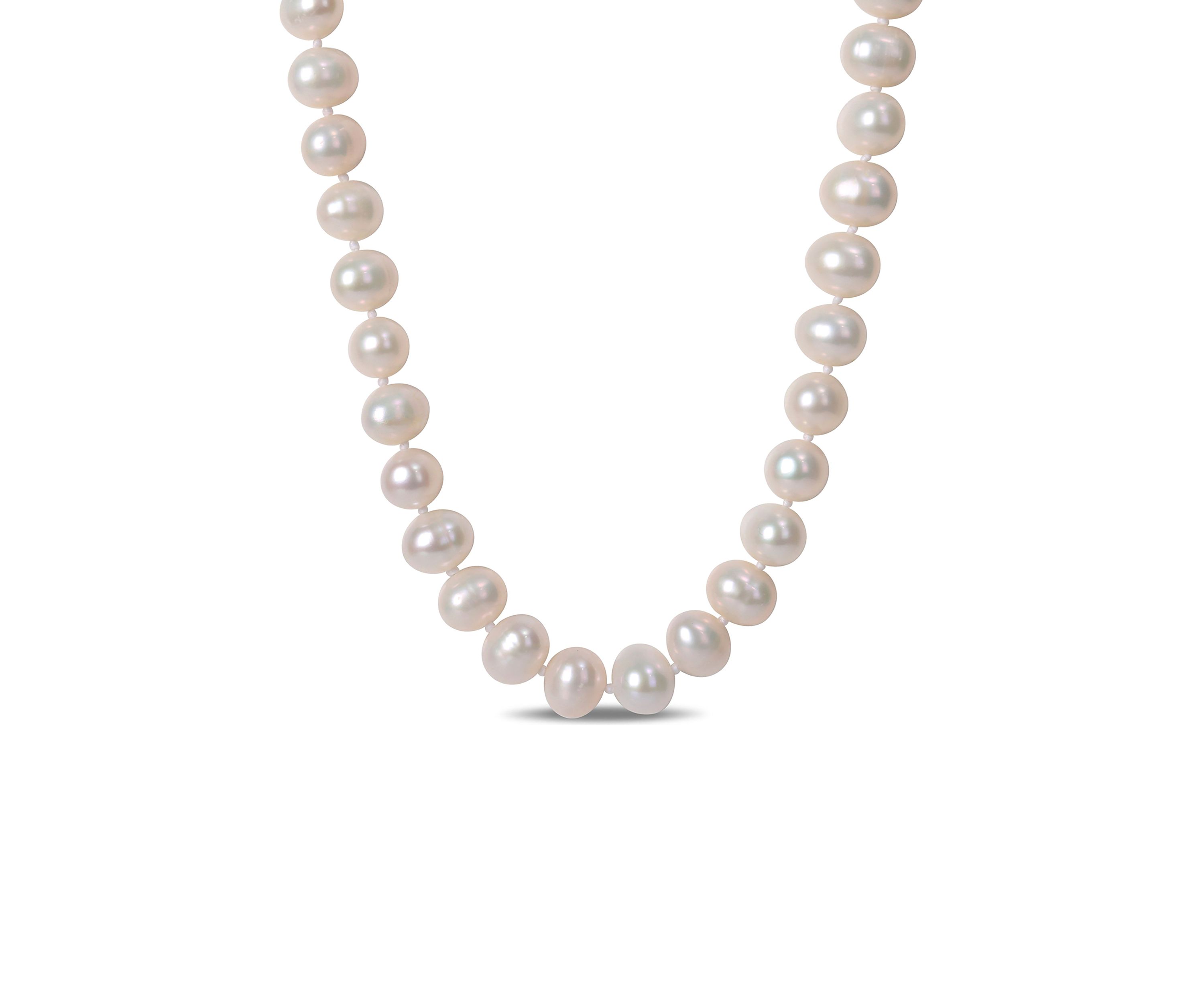 7.5-8MM Cultured Freshwater Pearl 24" Strand Necklace with Sterling Silver Clasp