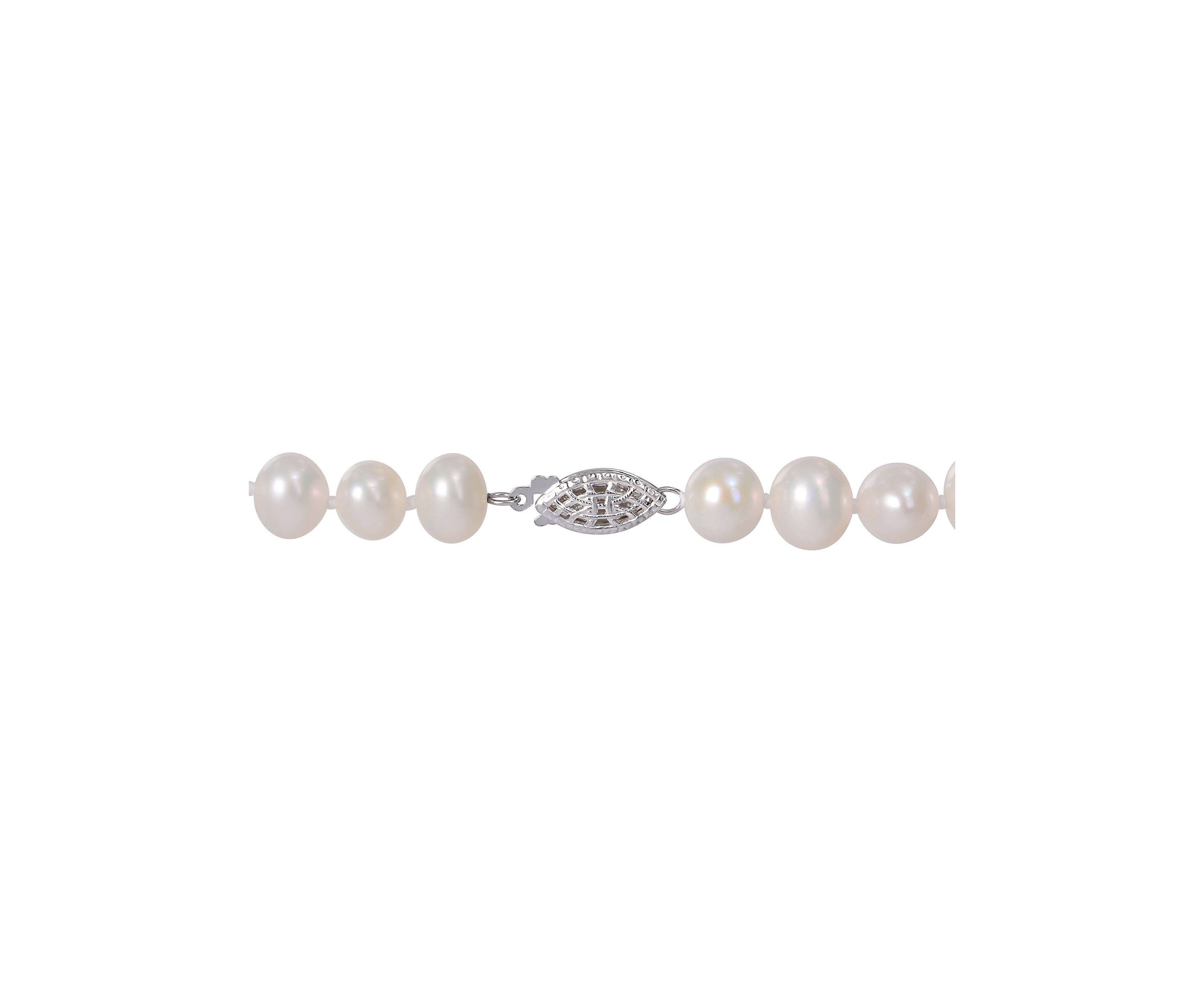 7.5-8MM Cultured Freshwater Pearl 24" Strand Necklace with Sterling Silver Clasp