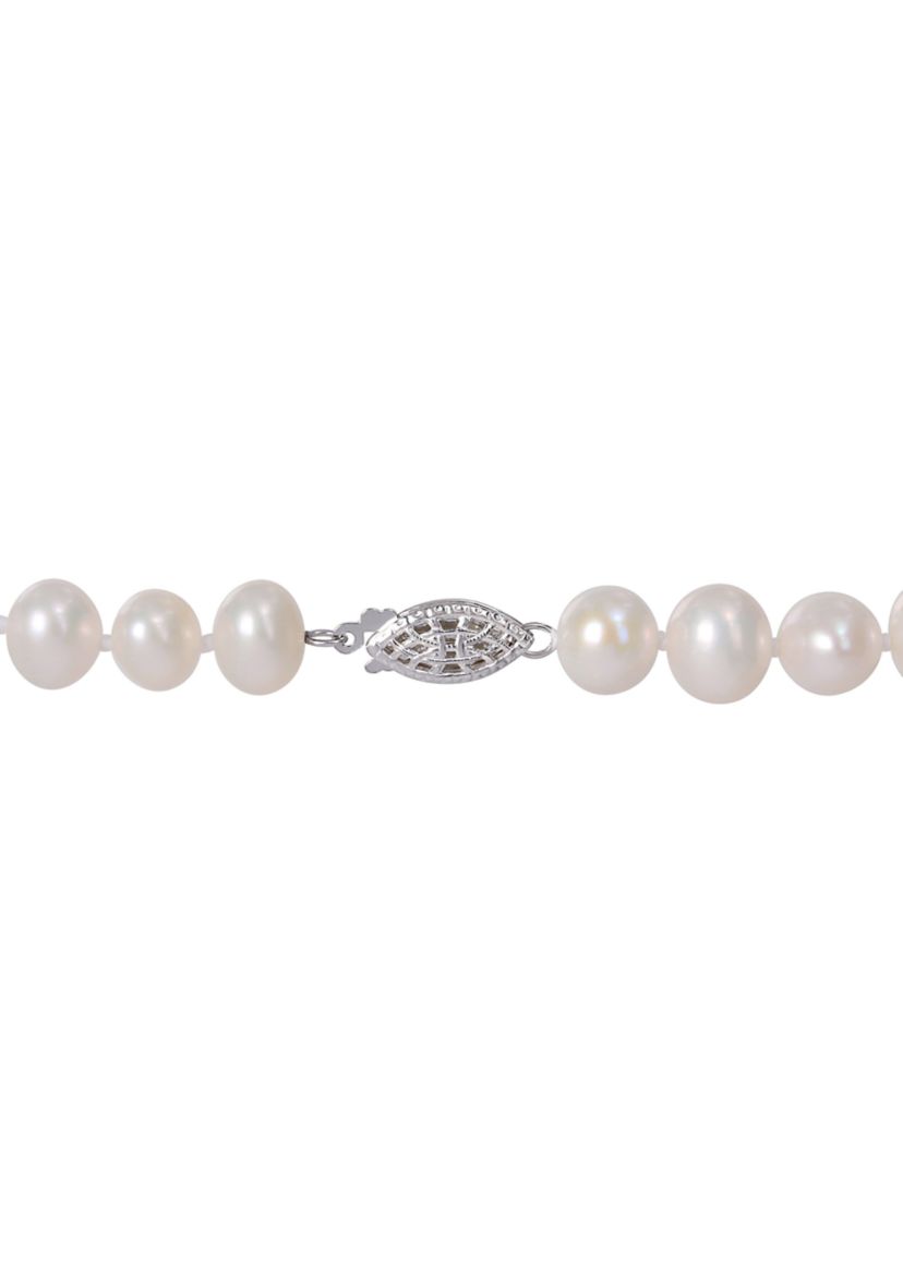 7.5-8MM Cultured Freshwater Pearl 24" Strand Necklace with Sterling Silver Clasp