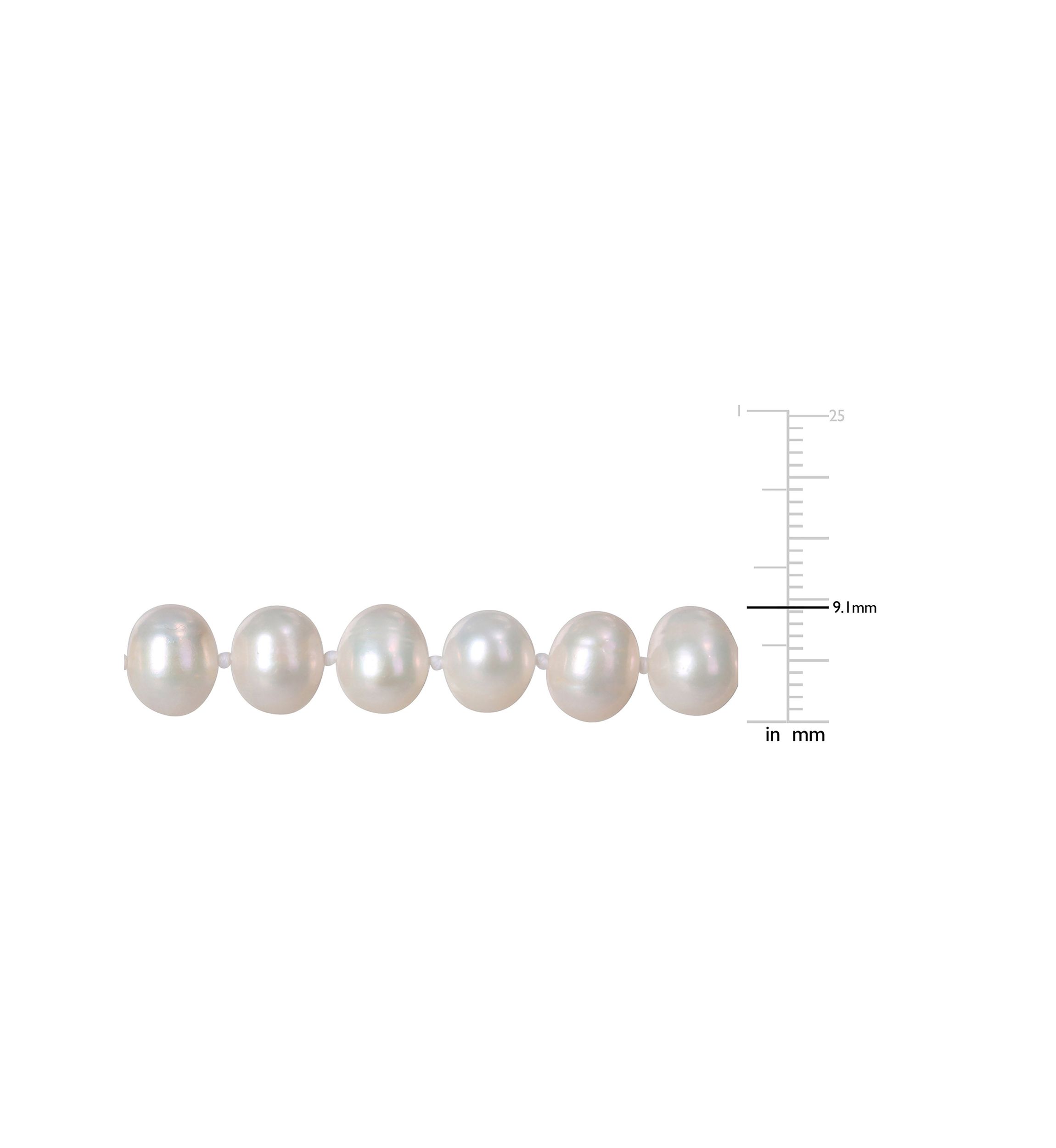 7.5-8MM Cultured Freshwater Pearl 24" Strand Necklace with Sterling Silver Clasp