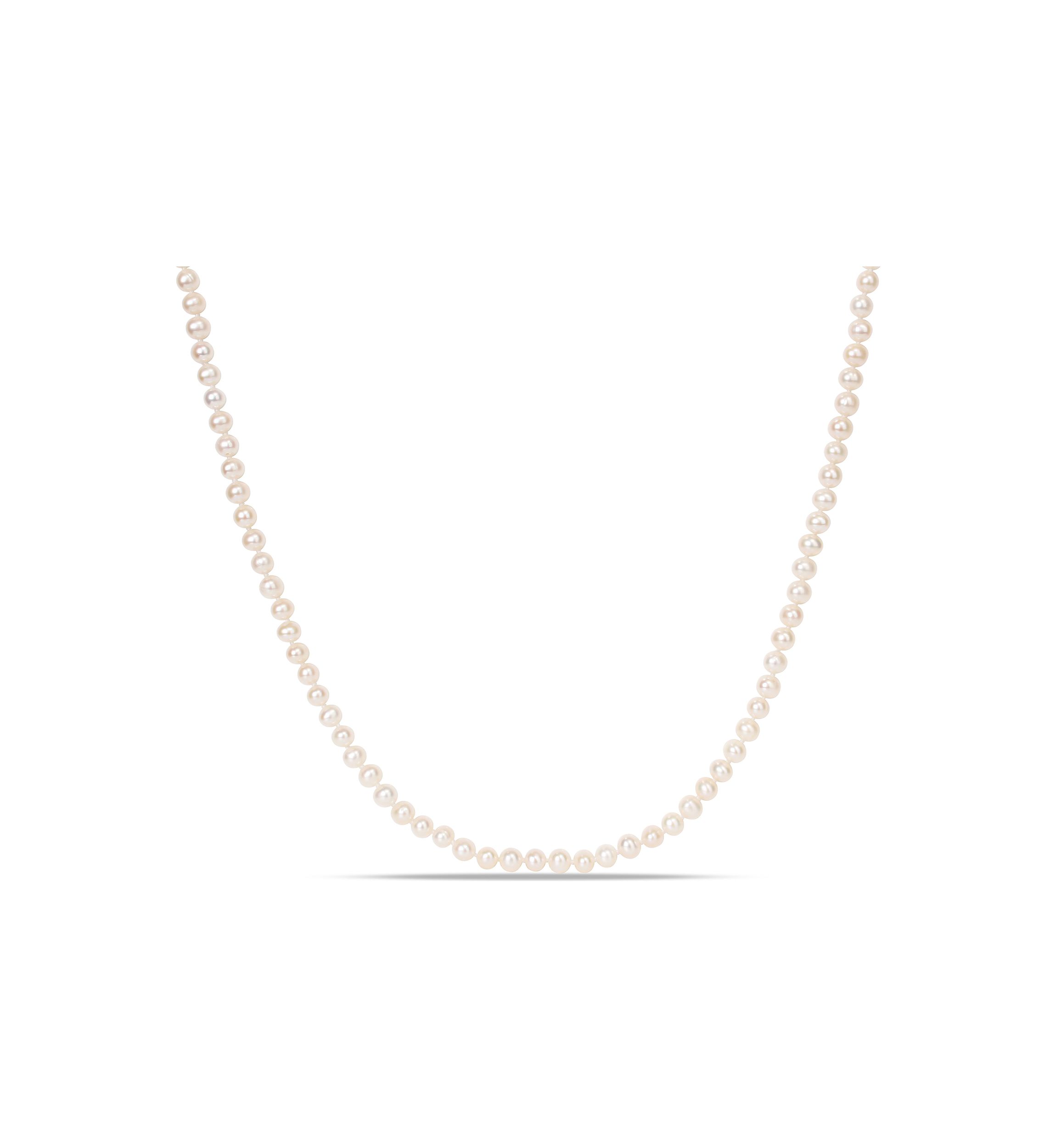 5-6MM Freshwater Cultured Pearl 24" Strand Necklace with Sterling Silver Clasp