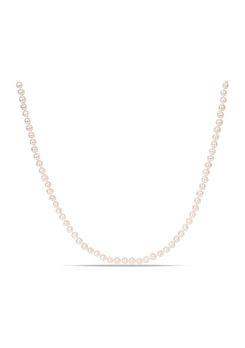 5-6MM Freshwater Cultured Pearl 24" Strand Necklace with Sterling Silver Clasp