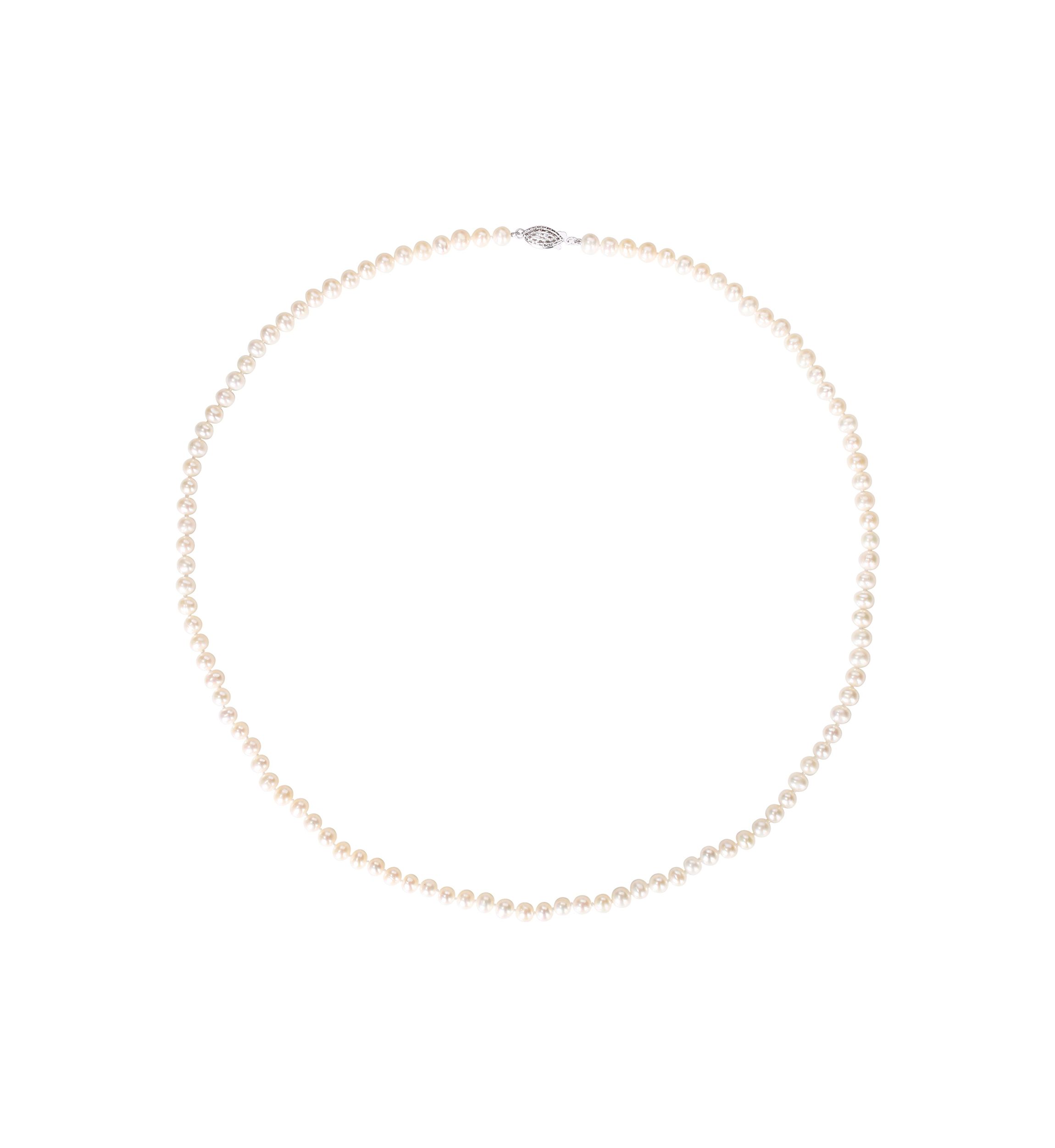 5-6MM Freshwater Cultured Pearl 24" Strand Necklace with Sterling Silver Clasp