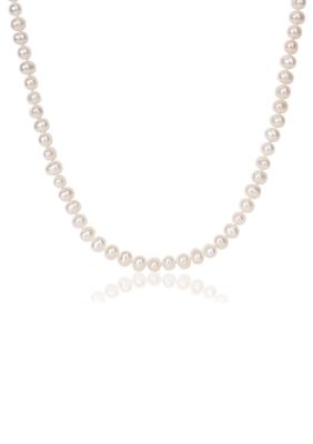 Belk & Co 6-7MM Cultured Freshwater Pearl 20" Strand Necklace with Sterling Silver Clasp, White, 20 in