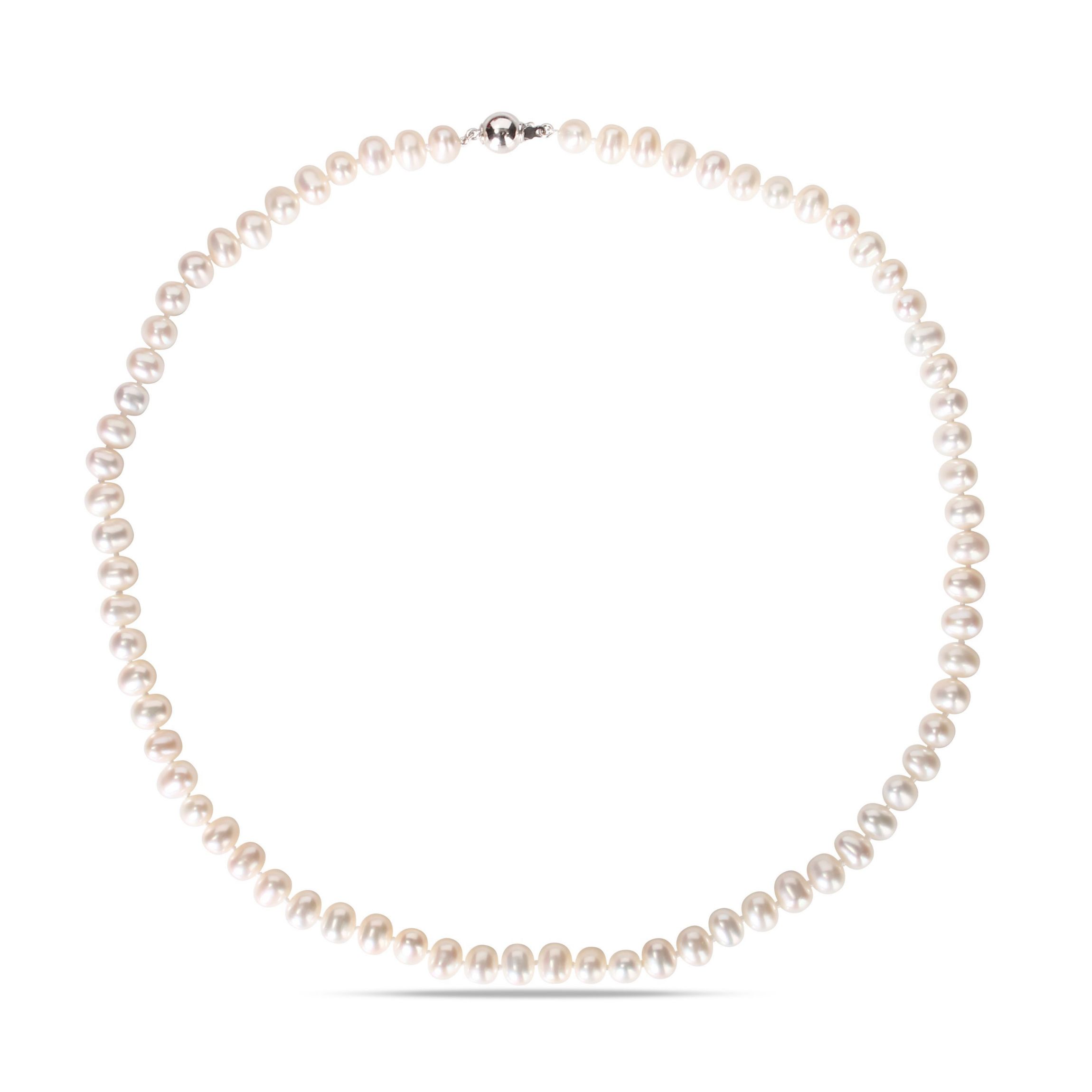 6-7MM Cultured Freshwater Pearl 20" Strand Necklace with Sterling Silver Clasp