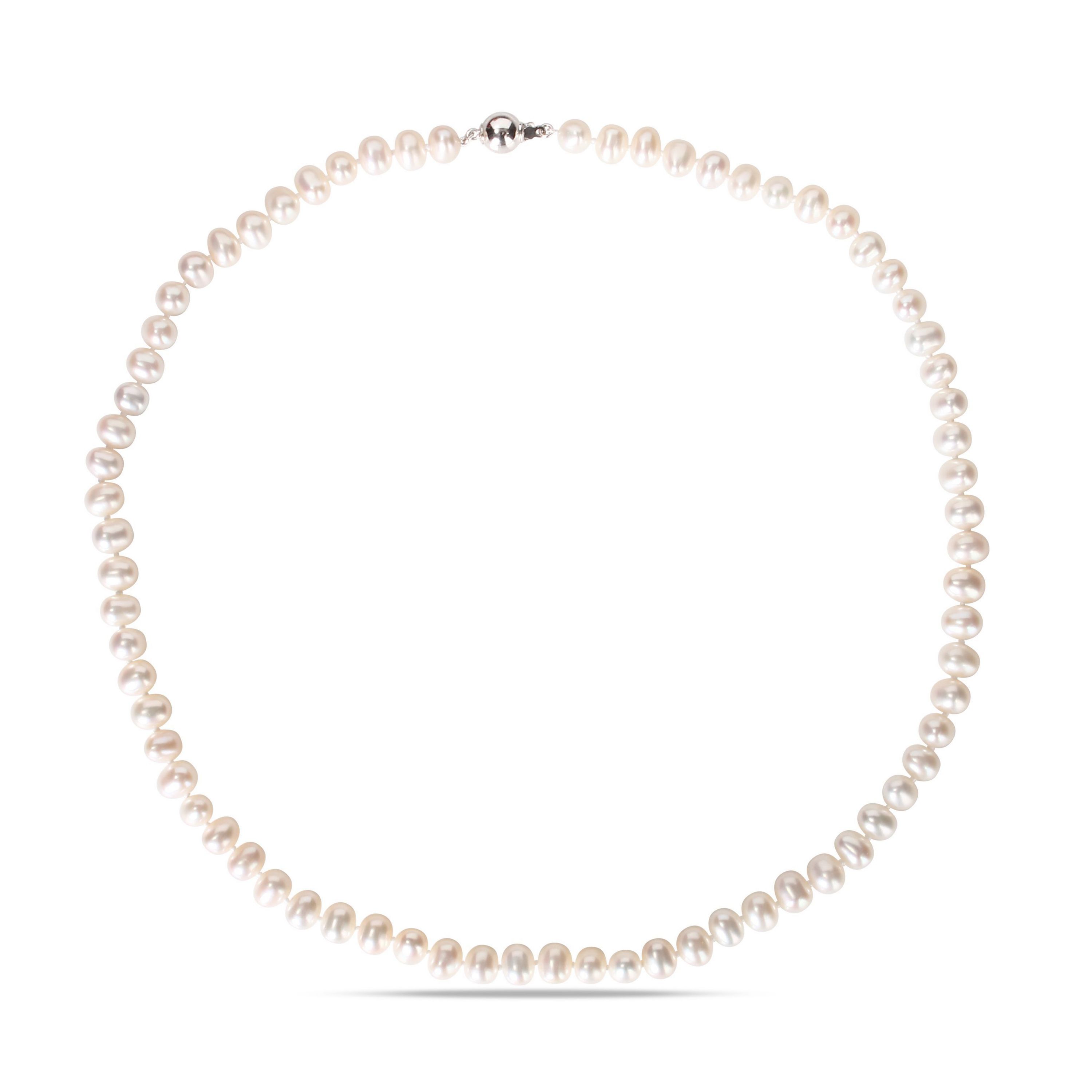 6-7MM Cultured Freshwater Pearl 20" Strand Necklace with Sterling Silver Clasp