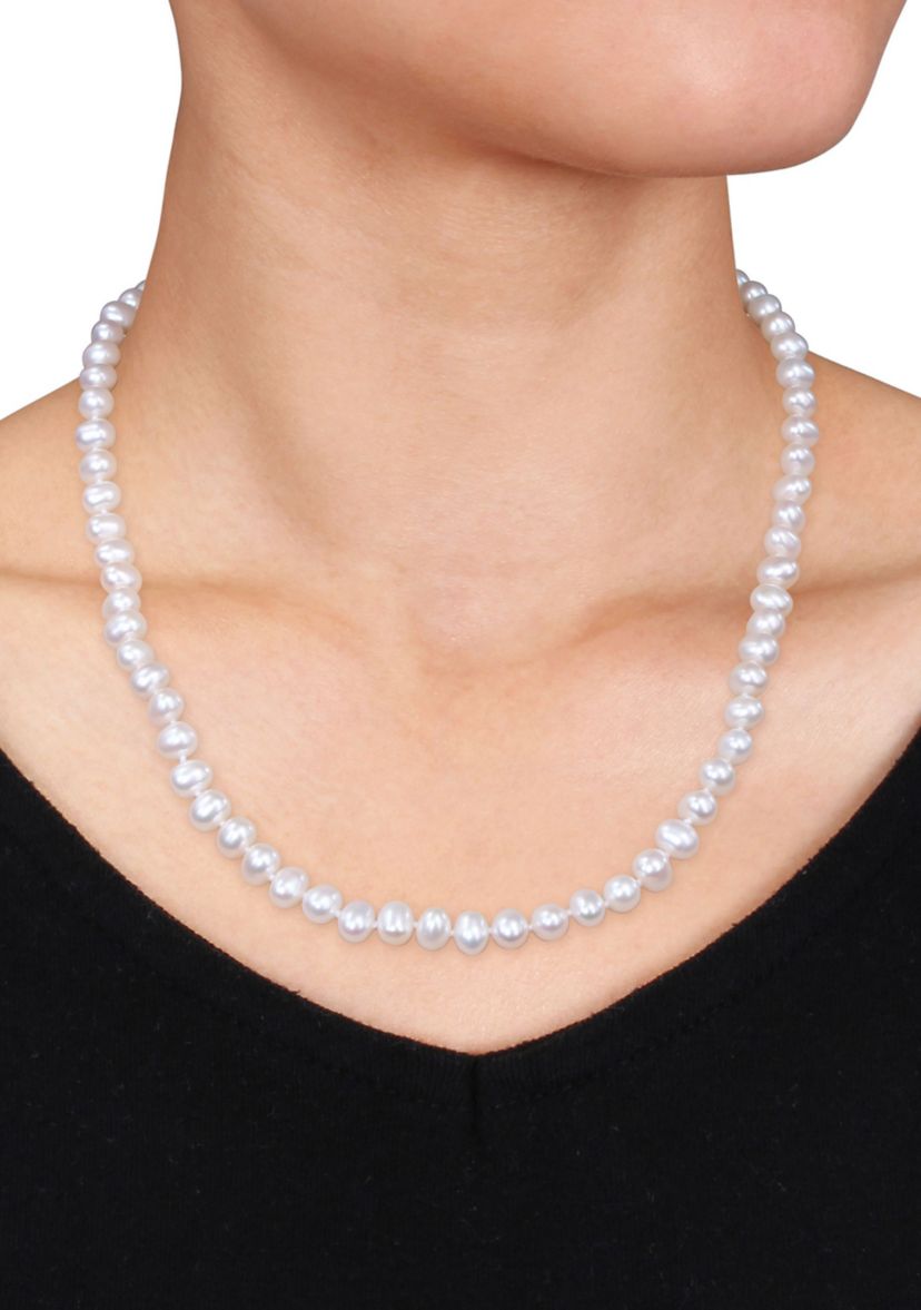 6-7MM Cultured Freshwater Pearl 20" Strand Necklace with Sterling Silver Clasp