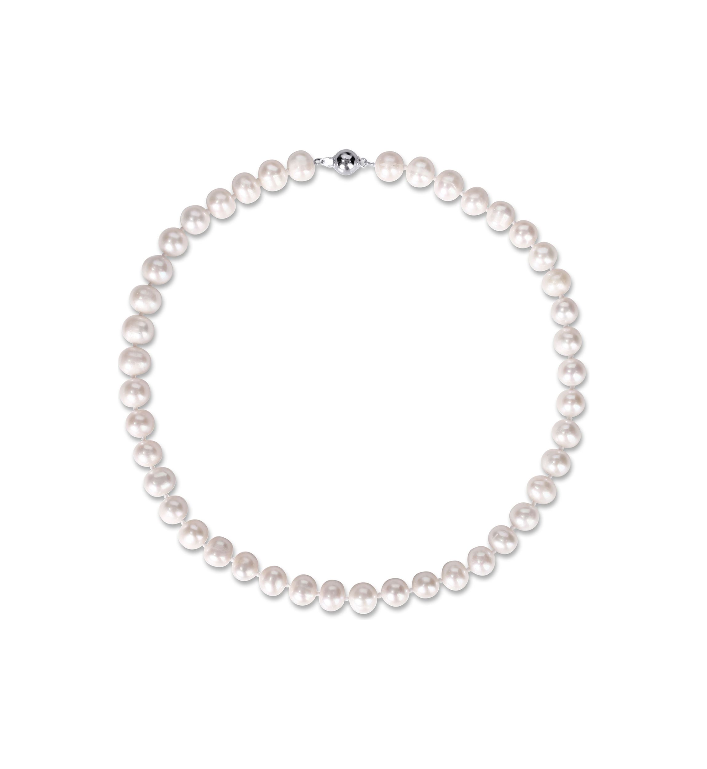 2-Piece Set 8-10MM Freshwater Cultured Pearl 18" Strand Necklace and Stud Earrings