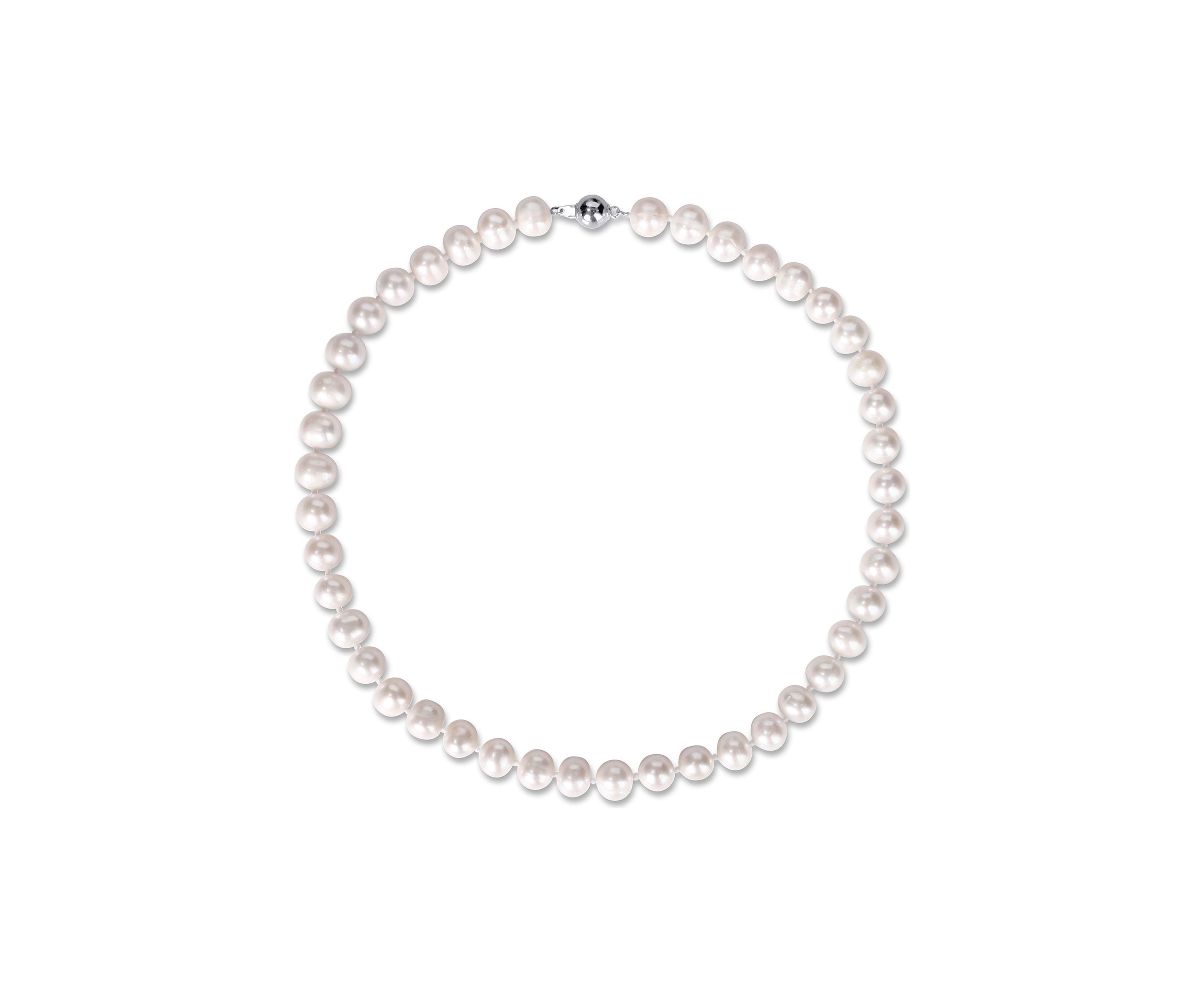 2-Piece Set 8-10MM Freshwater Cultured Pearl 18" Strand Necklace and Stud Earrings