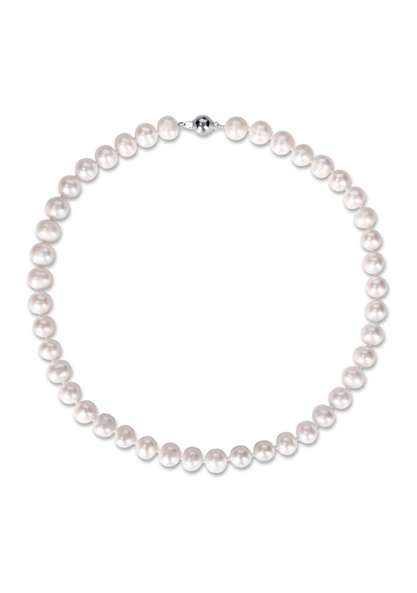 2-Piece Set 8-10MM Freshwater Cultured Pearl 18" Strand Necklace and Stud Earrings