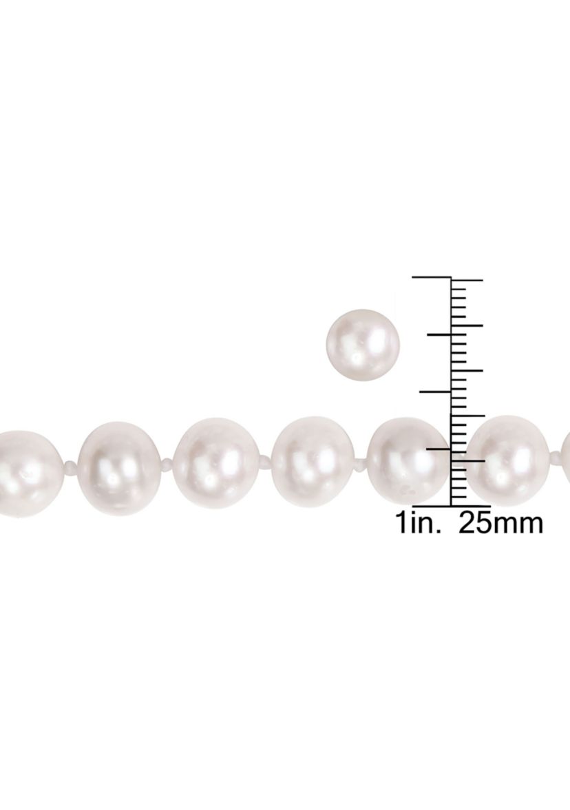 2-Piece Set 8-10MM Freshwater Cultured Pearl 18" Strand Necklace and Stud Earrings