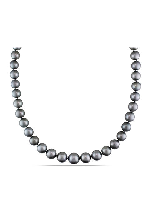 Gray Tahitian Cultured Pearl Graduated 18" Strand Necklace with 14k White Gold Diamond Clasp