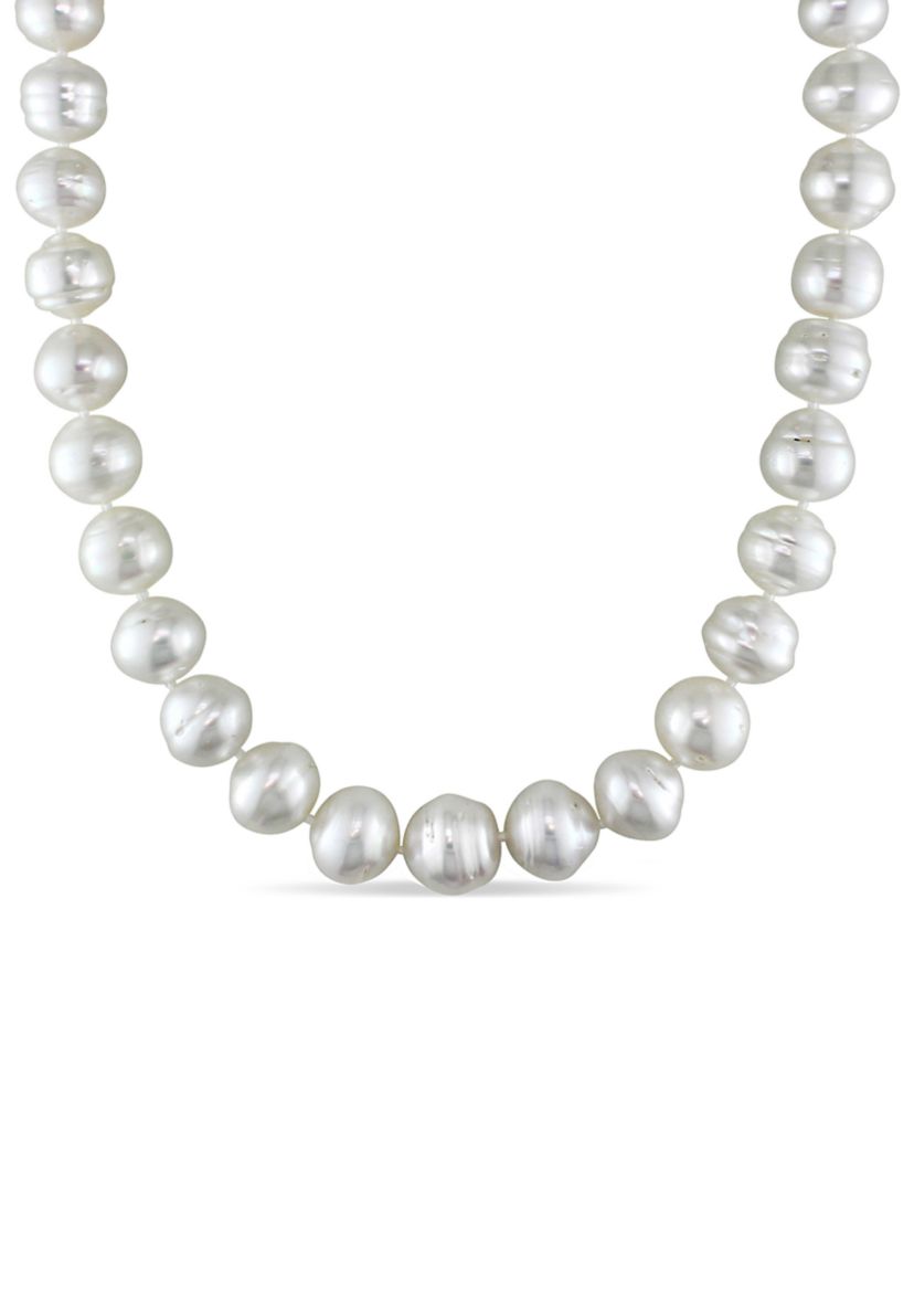 11-14MM South Sea Pearl Graduated 18" Strand Necklace with 14k White Gold Diamond Clasp