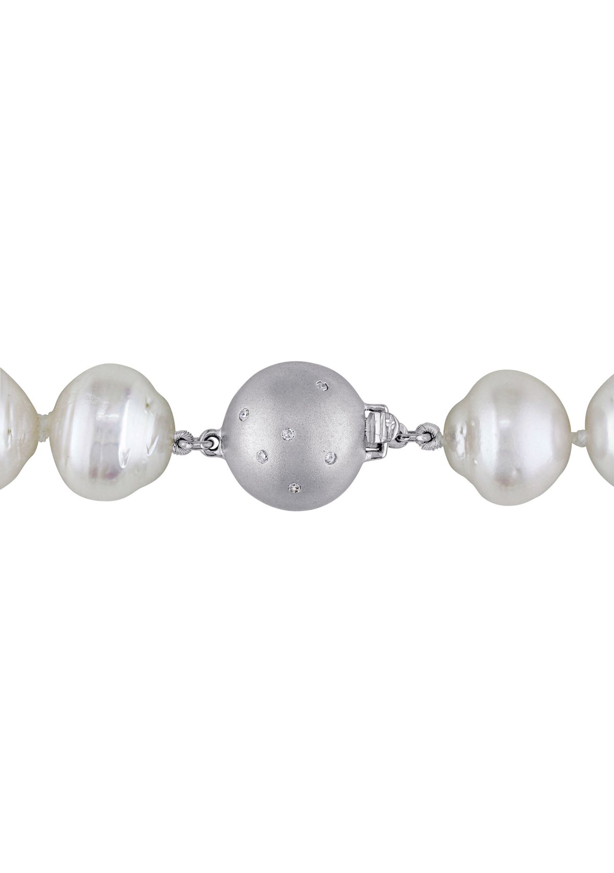 11-14MM South Sea Pearl Graduated 18" Strand Necklace with 14k White Gold Diamond Clasp