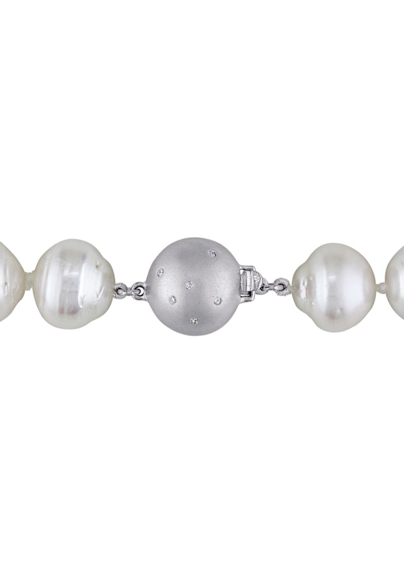 11-14MM South Sea Pearl Graduated 18" Strand Necklace with 14k White Gold Diamond Clasp