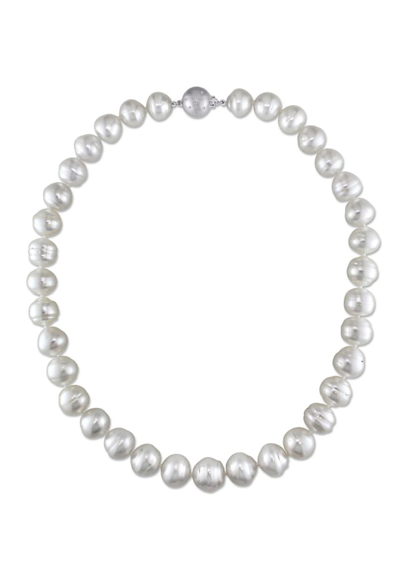 11-14MM South Sea Pearl Graduated 18" Strand Necklace with 14k White Gold Diamond Clasp