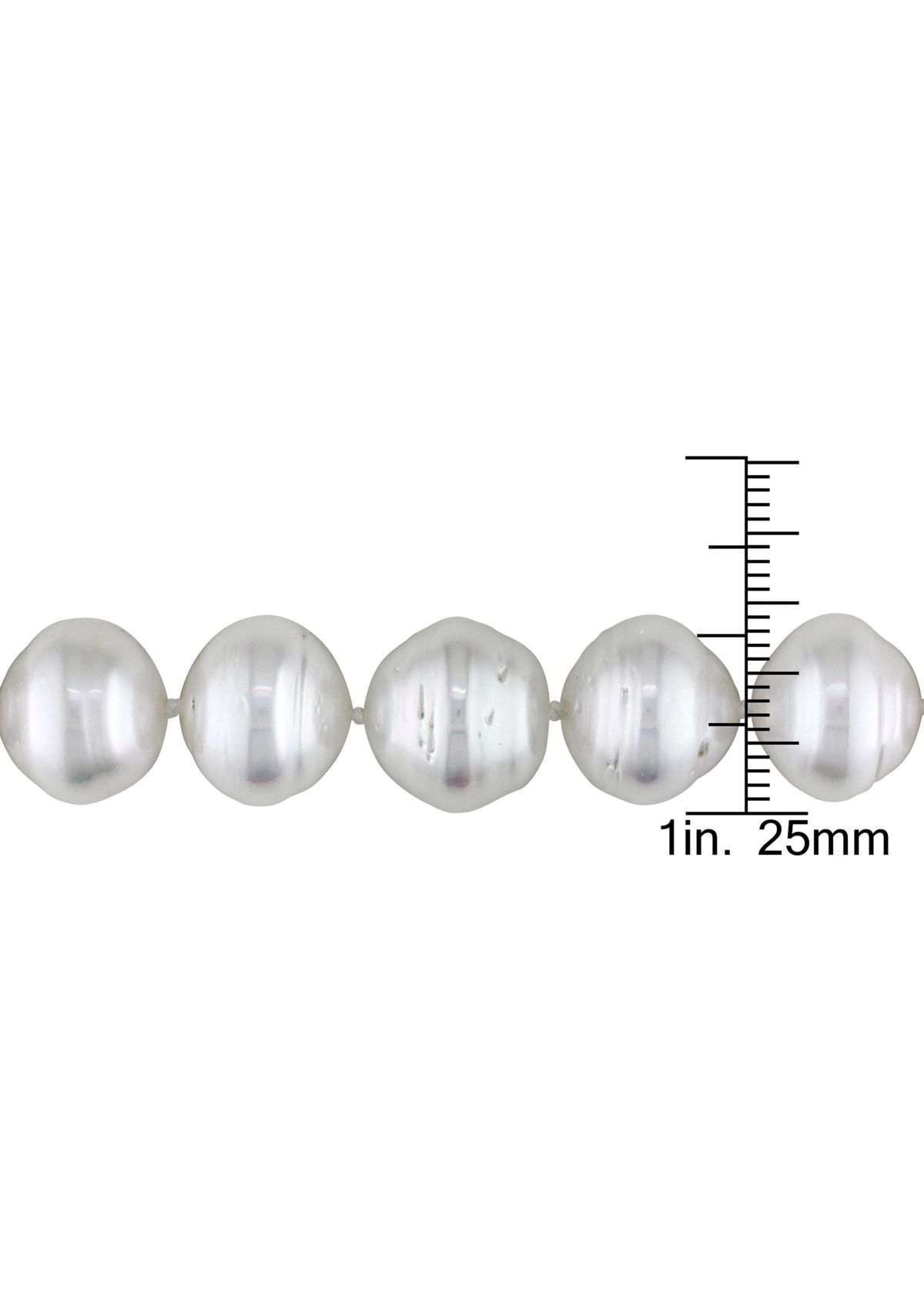 11-14MM South Sea Pearl Graduated 18" Strand Necklace with 14k White Gold Diamond Clasp