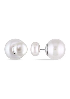 Belk & Co 8-13MM Cultured Freshwater Pearl Tribal Earrings in Sterling Silver, White
